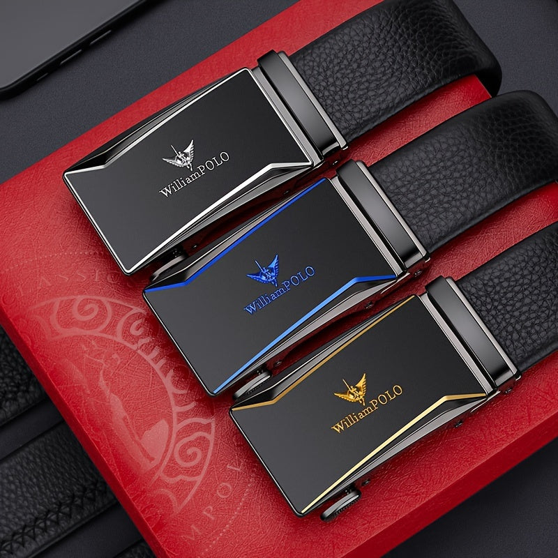 Belt Men's Genuine Leather New Automatic Buckle Pure Cow Leather Belt Business Versatile Young People High-end Trendy Trouser Belt