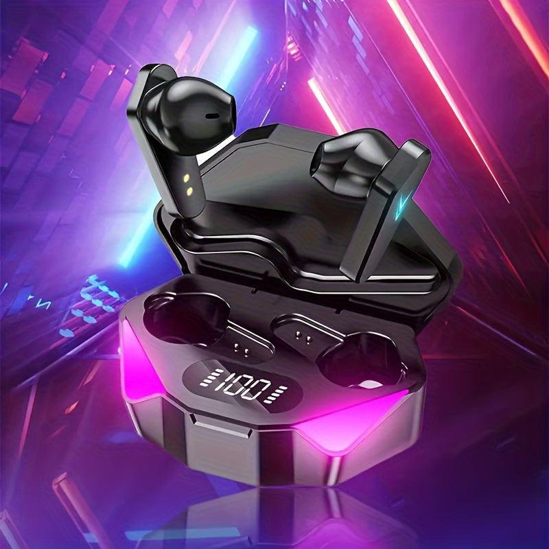 Bluetours X15 Wireless Earbuds with Colorful LED Lights - Intelligent Digital Display, Extended Playtime, Clear Call Quality, Low Latency, Ideal for Gaming & Outdoor Use - No Charger Included, Gaming Headphones | LED Light Ea