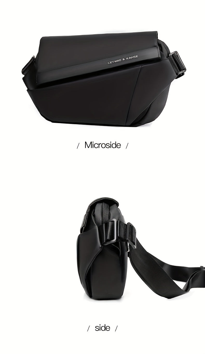 Men'S Sleek Black Crossbody Bag - Durable Oxford Material, Zippered Chest Bag with Adjustable Strap, Ideal for Commuting & Cycling, Trendy Shoulder Bag for Men, Cycling Bag|Trendy Shoulder Bag|Functional Design, Small Crossbo