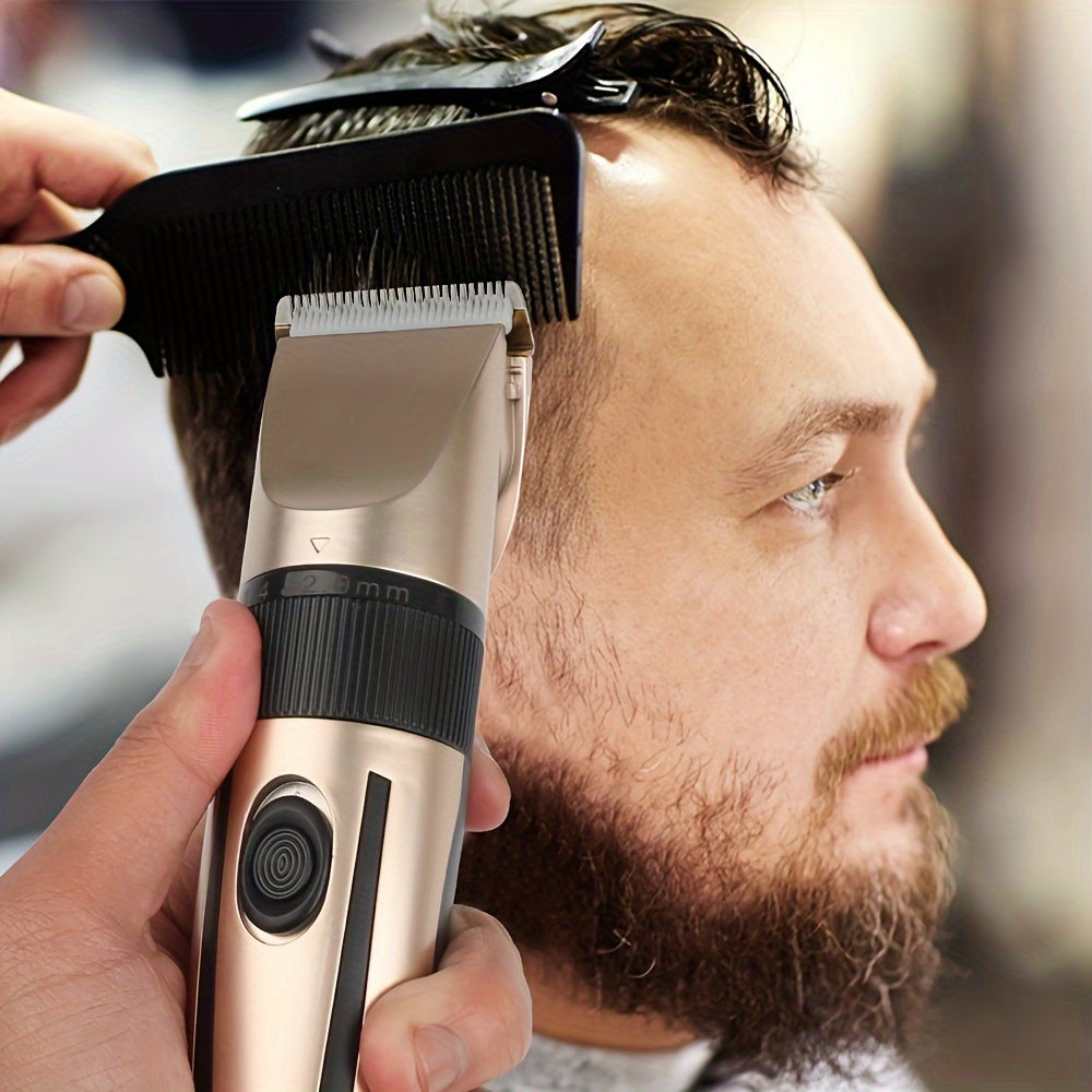 HIENA Multi-Purpose Electric Hair Clipper Kit - Sleek Metallic Finish, USB Rechargeable with 320mAh Lithium Battery, Includes 4 Combs & Cleaning Brush, Ideal for Body, Leg & Private Grooming, Personal Grooming Kit|Professiona