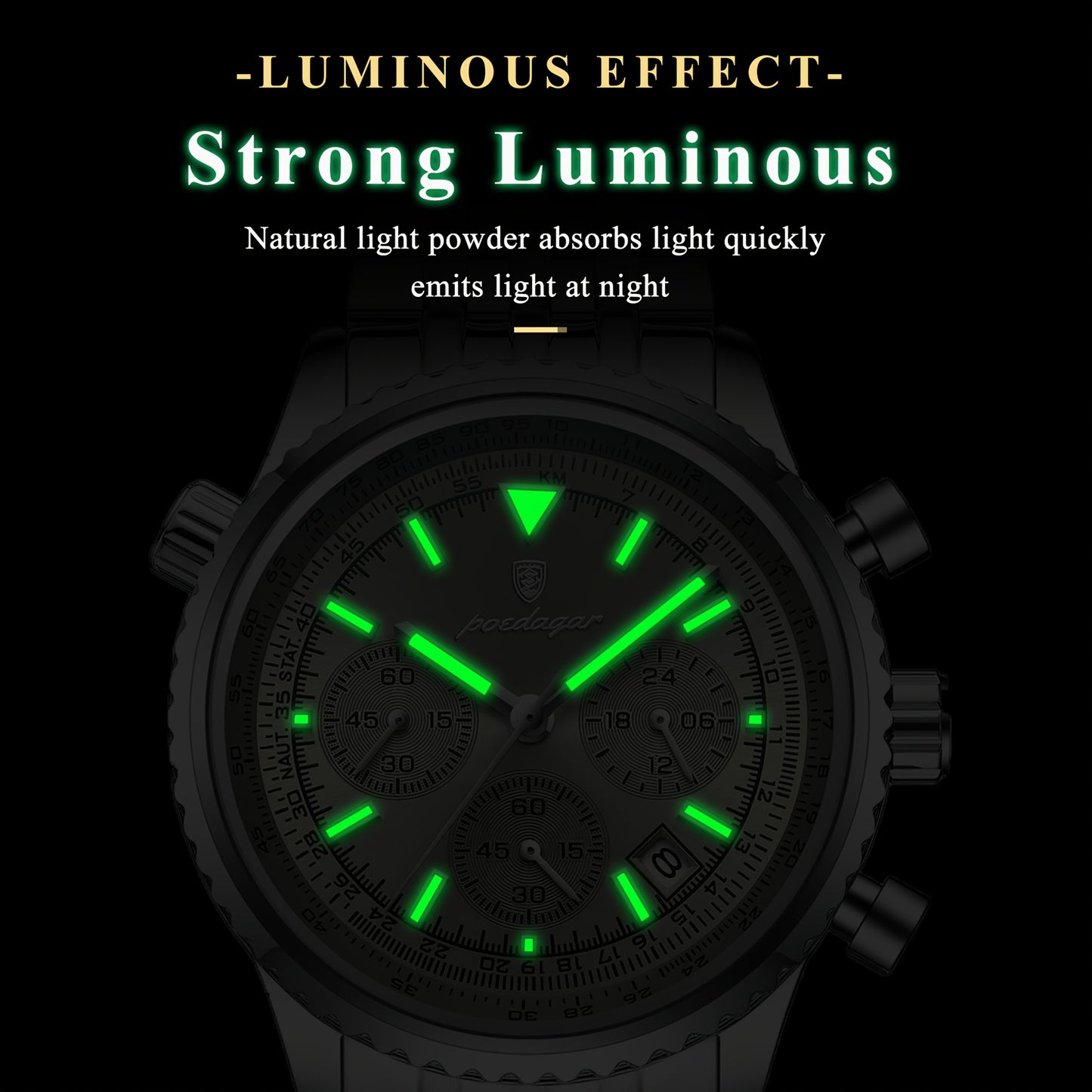 POEDAGAR New waterproof luminous calendar stainless steel ultra-thin Men's watch fashion students Korean business luxury youth chronograph quartz wristwatch., Perfect for Thanksgiving