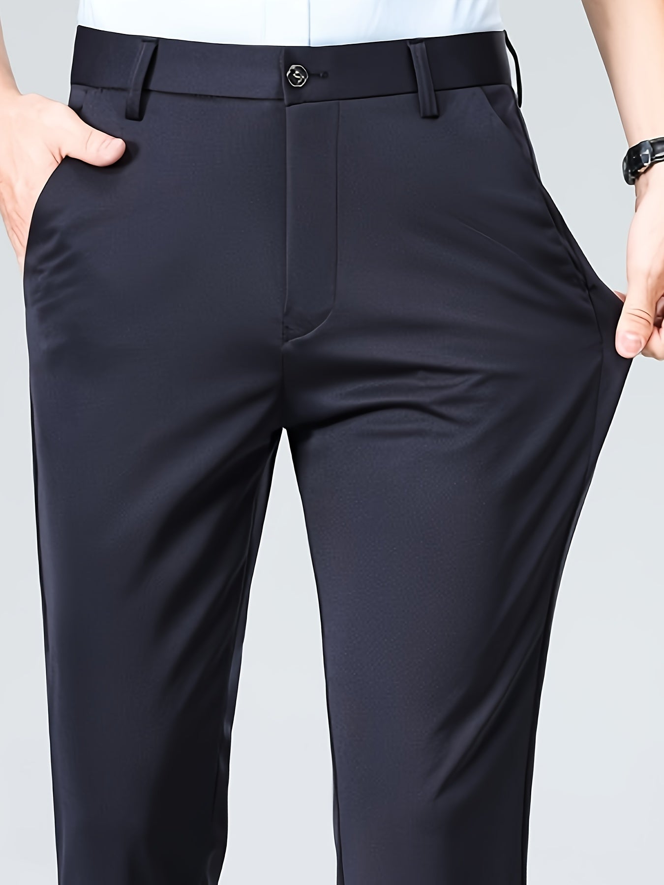 Men's Casual Straight Leg Pants, Chic Business Style Versatile Trousers for Daily Wear