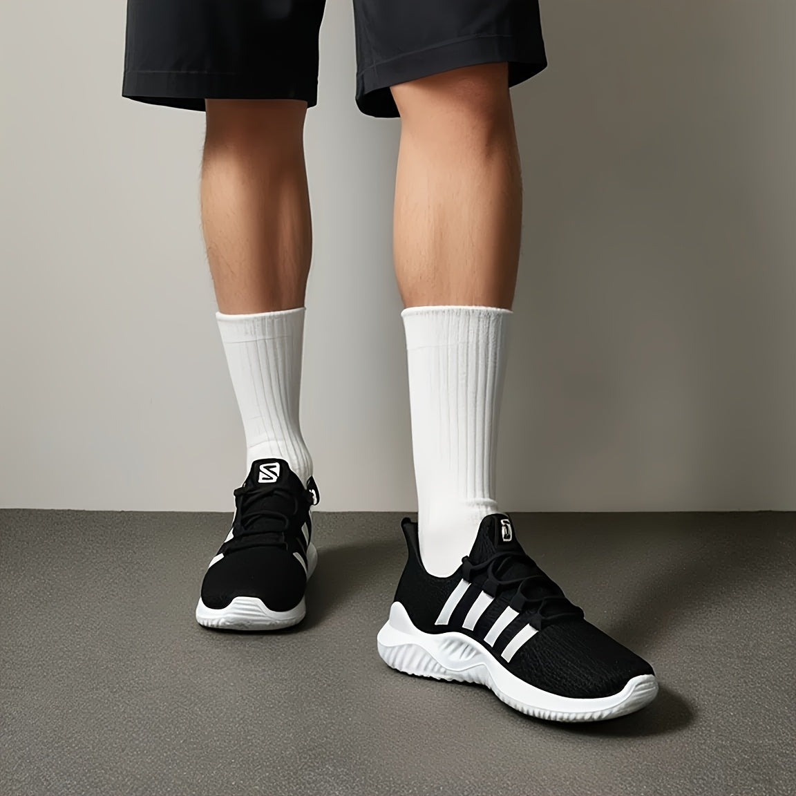 Men'S Fashion Sneakers - Solid Color, Low Top, Lace-Up, Fabric Upper & Inner, PVC Sole, Fabric Insole - Casual Athletic Shoes for All