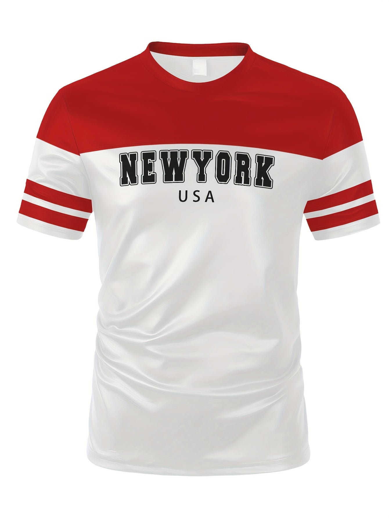 Men's New York USA Graphic T-Shirt - Stretchy, Breathable Polyester-Spandex Blend, Casual & Sporty Short Sleeve Tee for Fitness, Running, Yoga, Gym Workouts, Gym Shirts