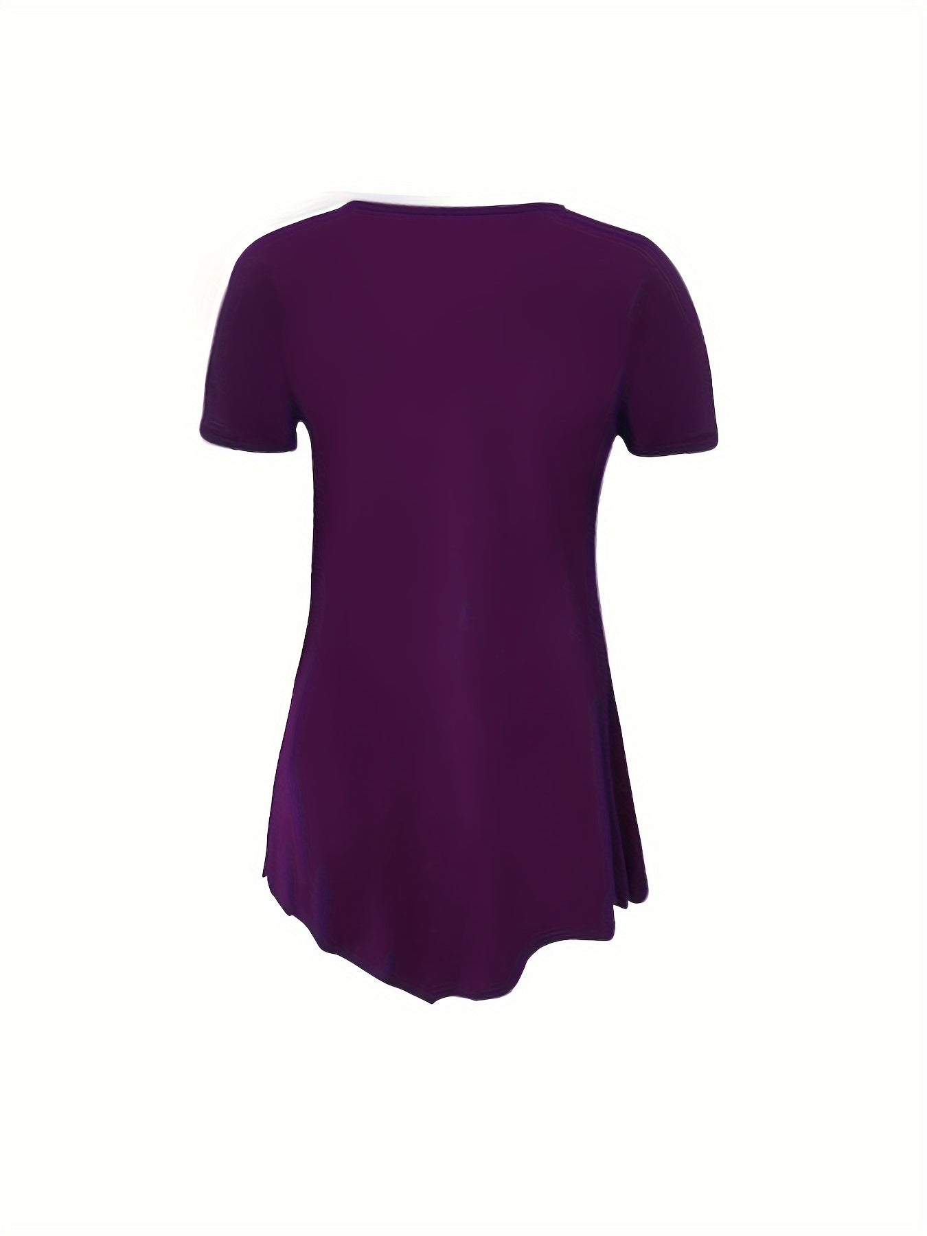 Asymmetrical Hem Crew Neck T-shirt, Short Sleeve Casual Top For Summer & Spring, Women's Clothing