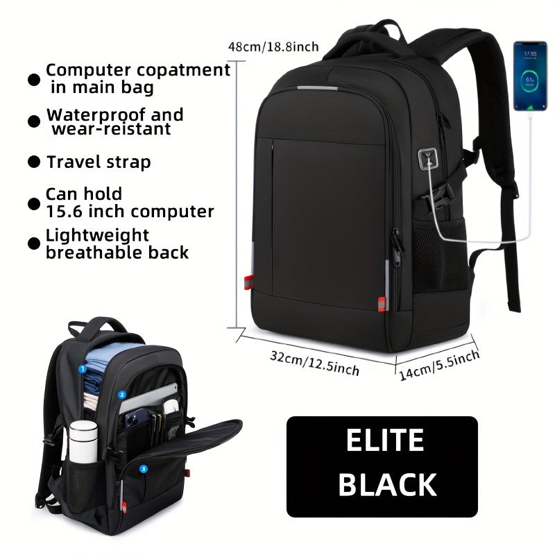 A Spacious, Minimalist, Lightweight, And Breathable Backpack Made of Oxford Cloth, Suitable for a 15.6-Inch Laptop. It Features a Luminous Safety Logo, Making It Ideal for Business Travel for Both Men And Women, As Well As fo