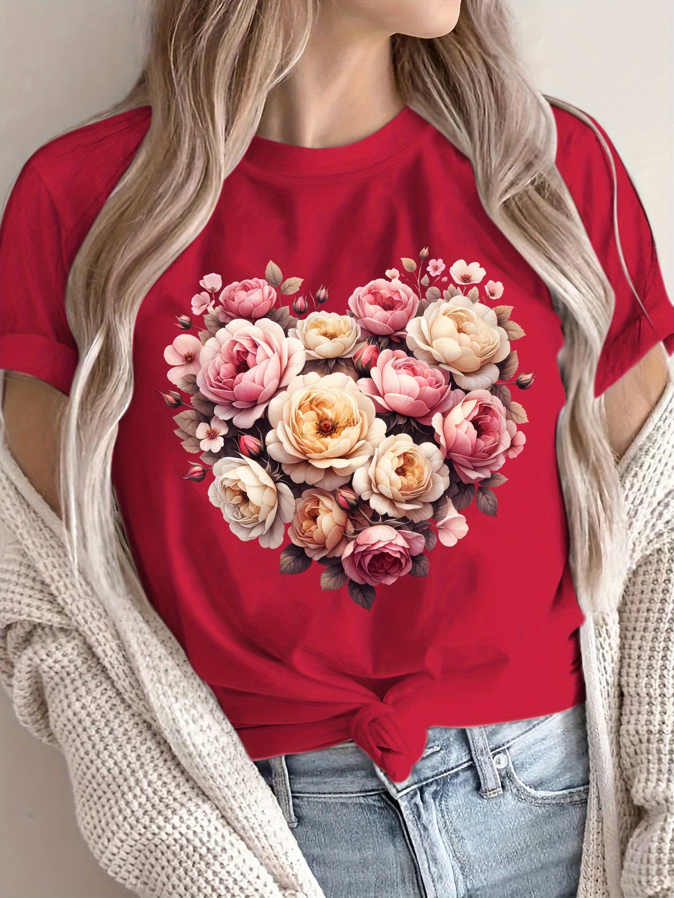Summer Women'S Front Printed Short-Sleeved T-Shirt, Comfortable And Breathable Fabric, Casual And Sporty Style, Suitable for Spring And Summer