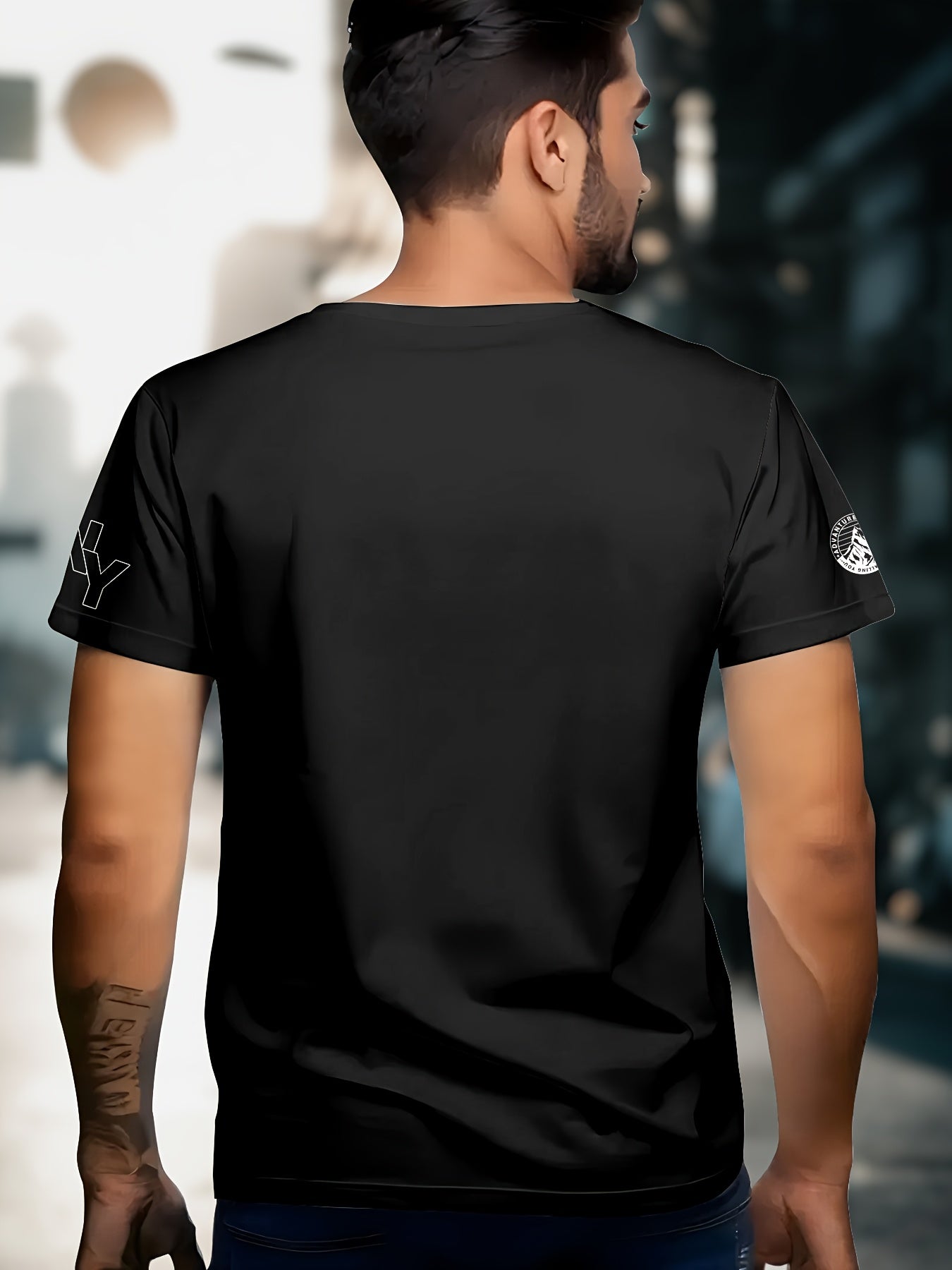 1pc Men's Summer Breathable Quick-Dry T-Shirt - 100% Polyester Moisture-Wicking, Casual Short Sleeve Round Neck Tee with New York Graphic Print for Outdoor Sports & Casual Attire