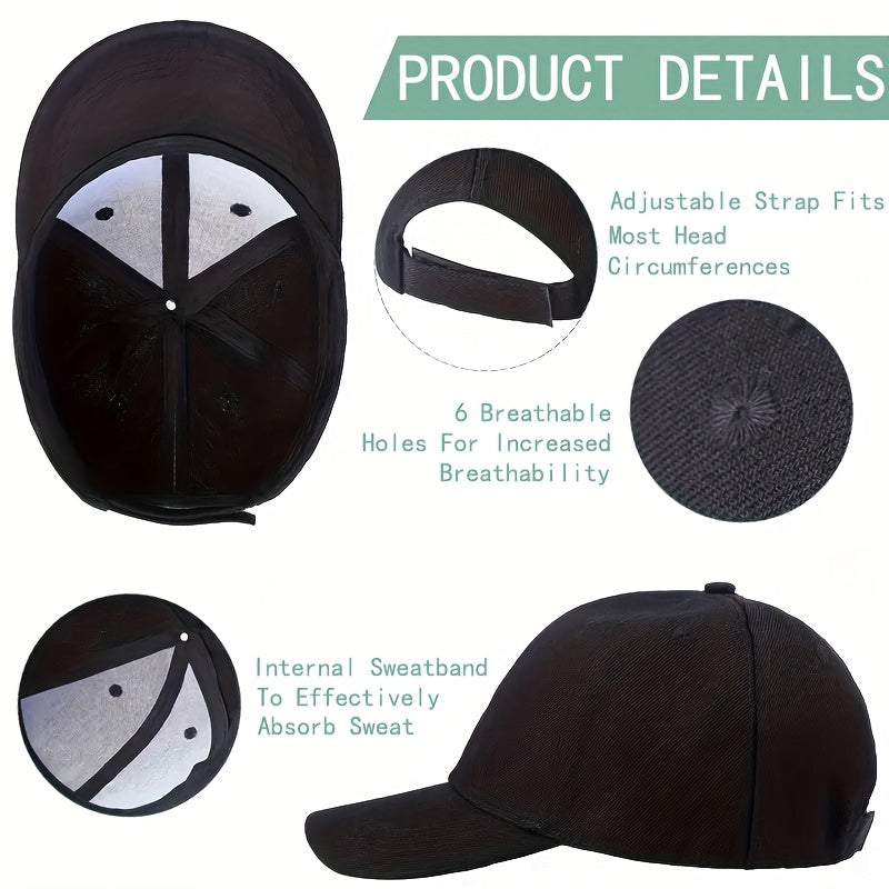 Customizable Baseball Cap - Adjustable, Lightweight Polyester Hat for Men & Women - Personalize with Text, Photos, or Logo - Available in Multiple Colors, Custom Baseball Cap, Without Battery