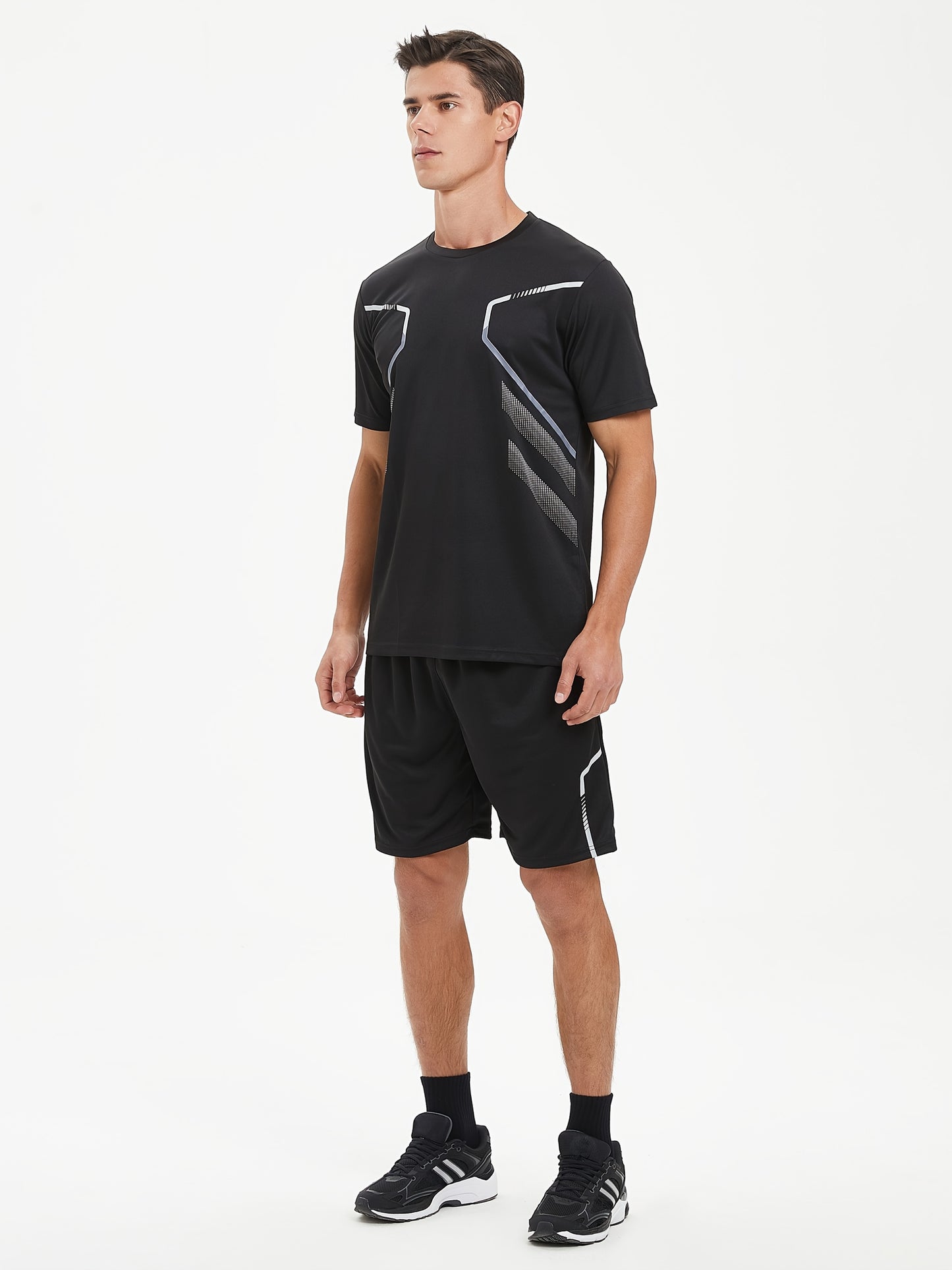 Men'S Lightweight Running Set - Breathable, Quick-Dry Athletic Wear with Zipper Pockets, Ideal for Outdoor Fitness & Training, Casual Sportswear|Casual Sportswear, Athletic Wear
