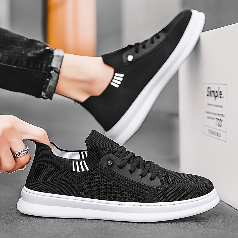 Men'S Breathable Knit Mesh Running Shoes - Anti-Odor Casual Sneakers with Soft EVA Sole, Round Toe Design & Low-Top Lace-Up for Jogging, Hiking, Outdoor & Daily Wear - Khaki/Black/Gray, Jogging Shoes