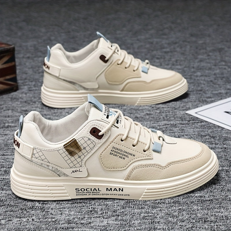 Men's Stylish Athletic Sneakers - Durable, Non-Slip, Thick Sole for Height Boost & Shock Absorption, Casual Campus Trend, Versatile Lace-Up Design
