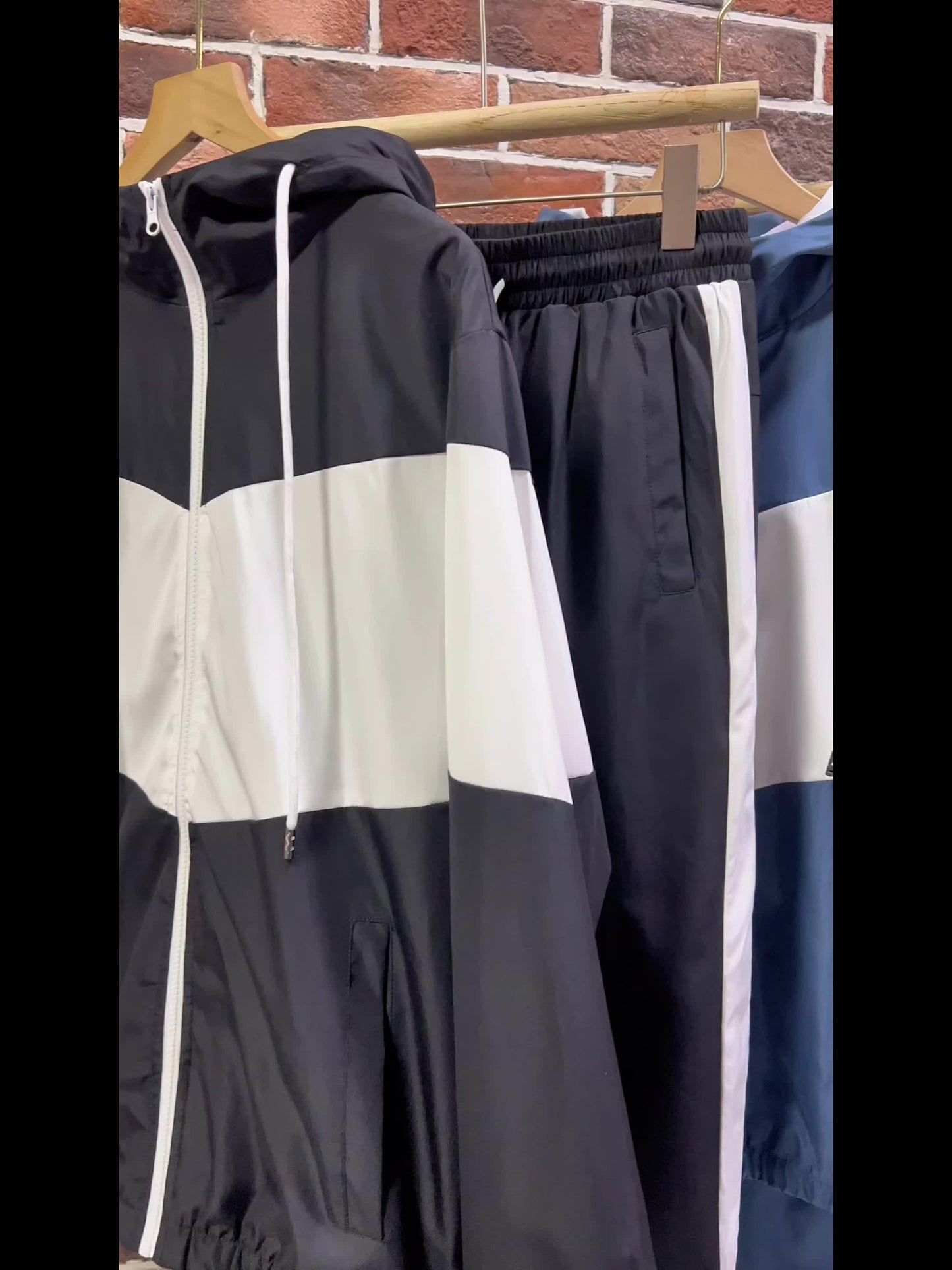 Men'S Casual 2pcs Sports Suit Unisex Couple All-Season Spring/Autumn Color Block Tracksuit with Hooded Cardigan, Zippered Jacket, Long Sleeve Coat, Joggers, Gym, Running, Outdoor Outfit, Elastic Pants, Hoodie, Top, Pants, Two