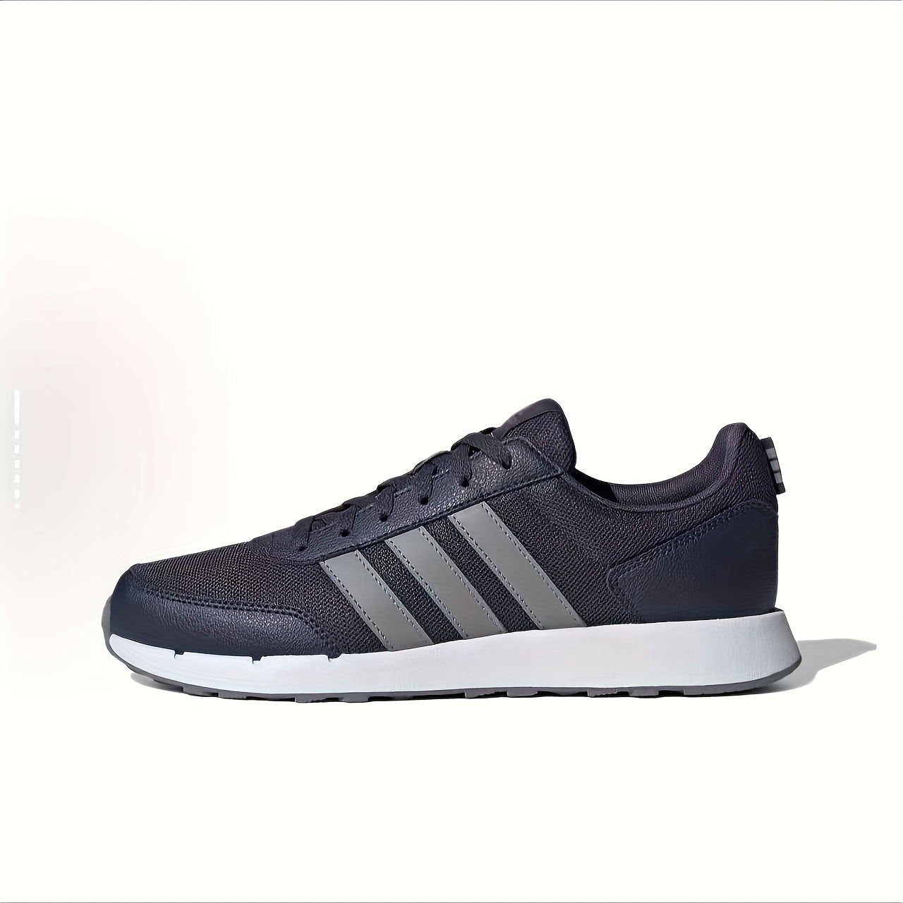 Adidas neo Run 50S Low-Top Casual Sneakers - Breathable Fabric Upper, Cushioned Comfort, All-Season Wear, Navy Blue & White Striped Design, Unisex for Men & Women, Comfortable Walking Shoes, Stylish Striped Sneakers, Fabric I