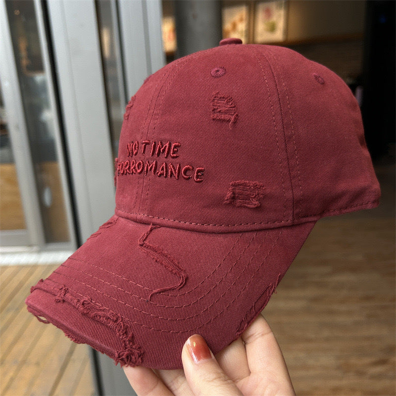 Women's Distressed Embroidered Baseball Cap - Adjustable Lightweight Sun Hat with Wide Brim for Outdoor Travel, Casual Outings & Daily Use, Machine Washable, Outdoor Headwear, Trendy Baseball Cap, Rustic Appeal, Summer Access