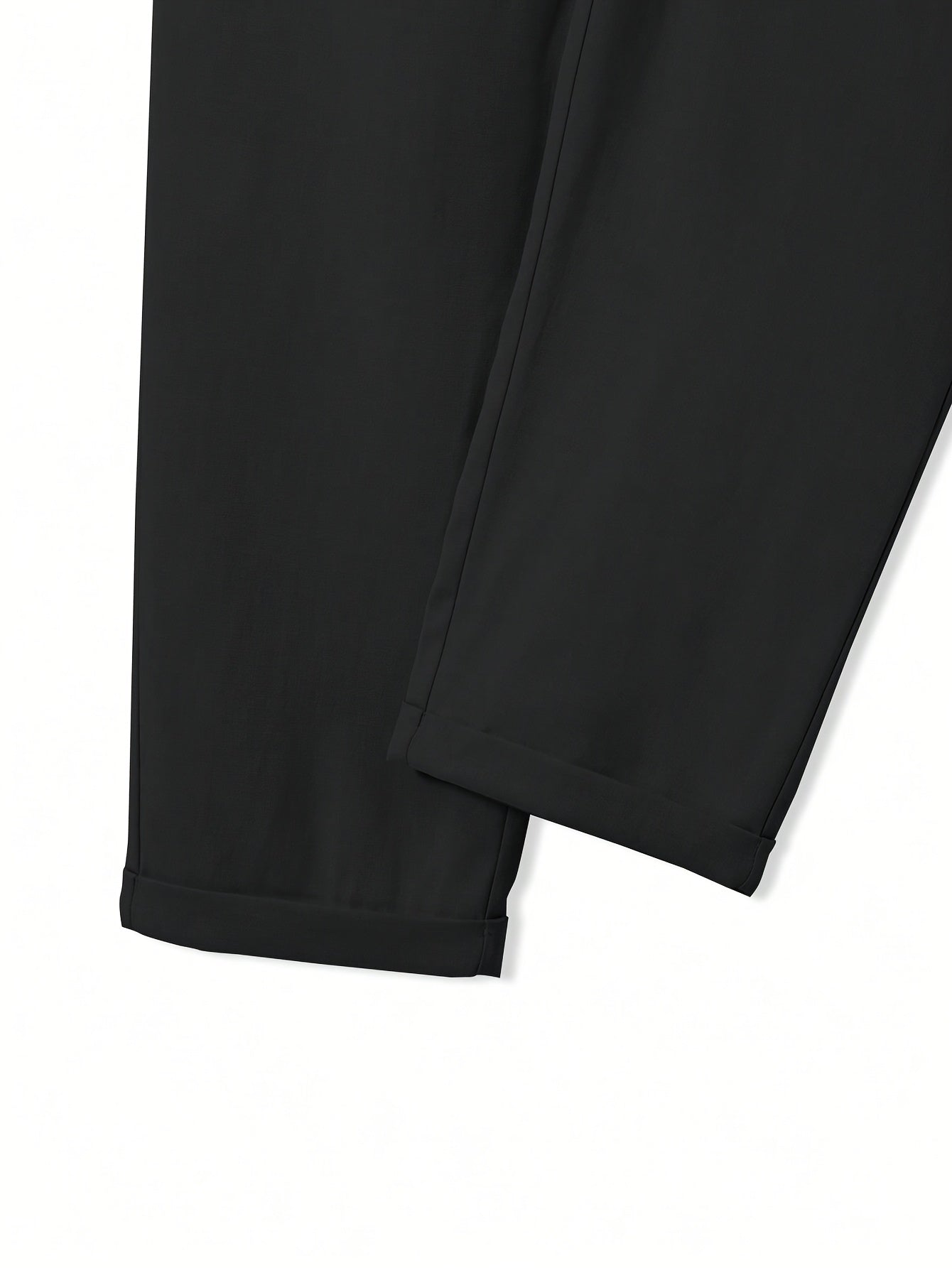Men's Sleek Solid Color Dress Pants - Polyester, Mid-Rise with Pockets, Ideal for Office & Casual Wear in Spring/Summer, Non-Stretch Fabric