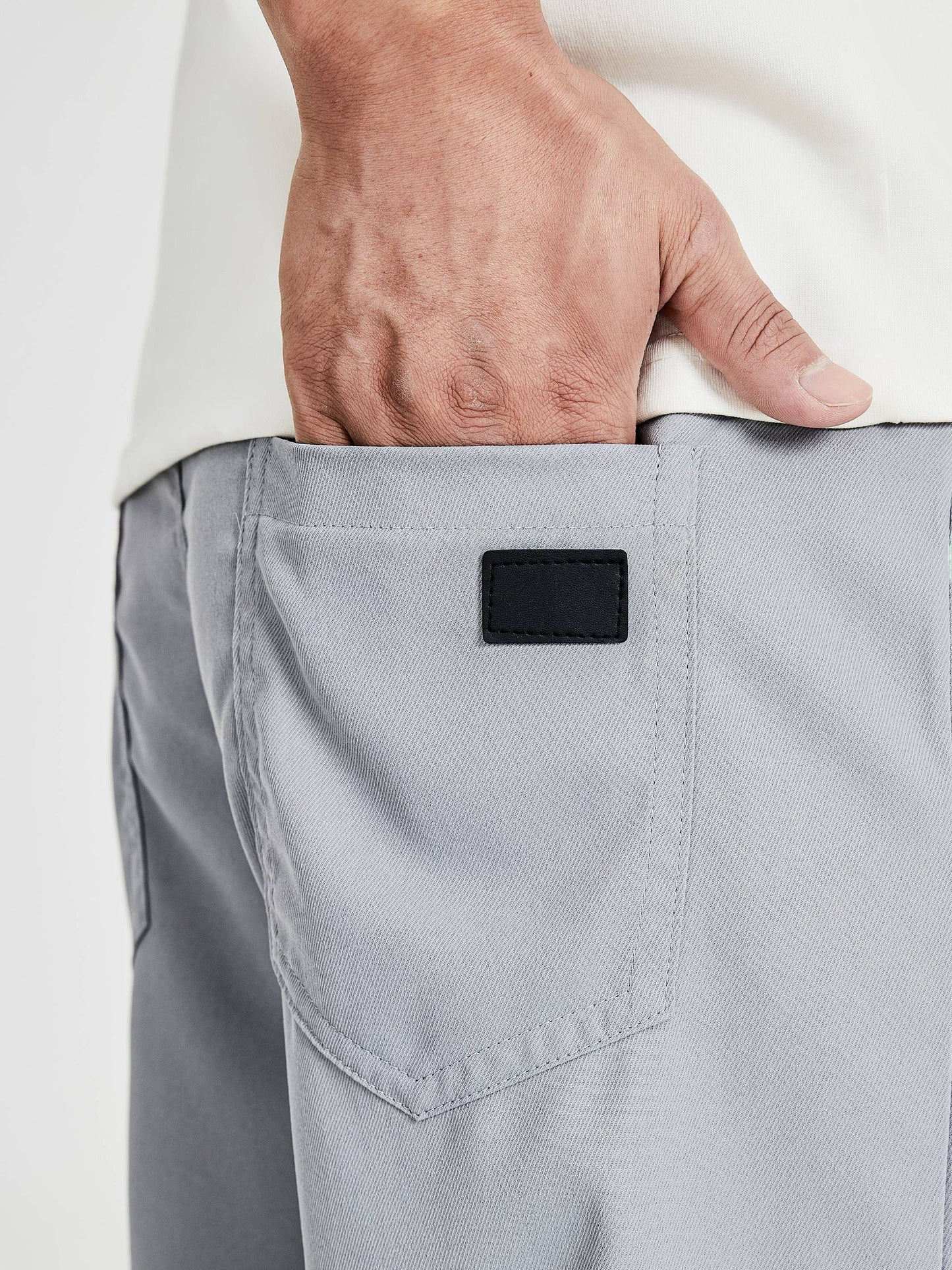 Men's Solid Color Drawstring Cargo Pants - Casual, Loose Fit with Multiple Pockets, Machine Washable