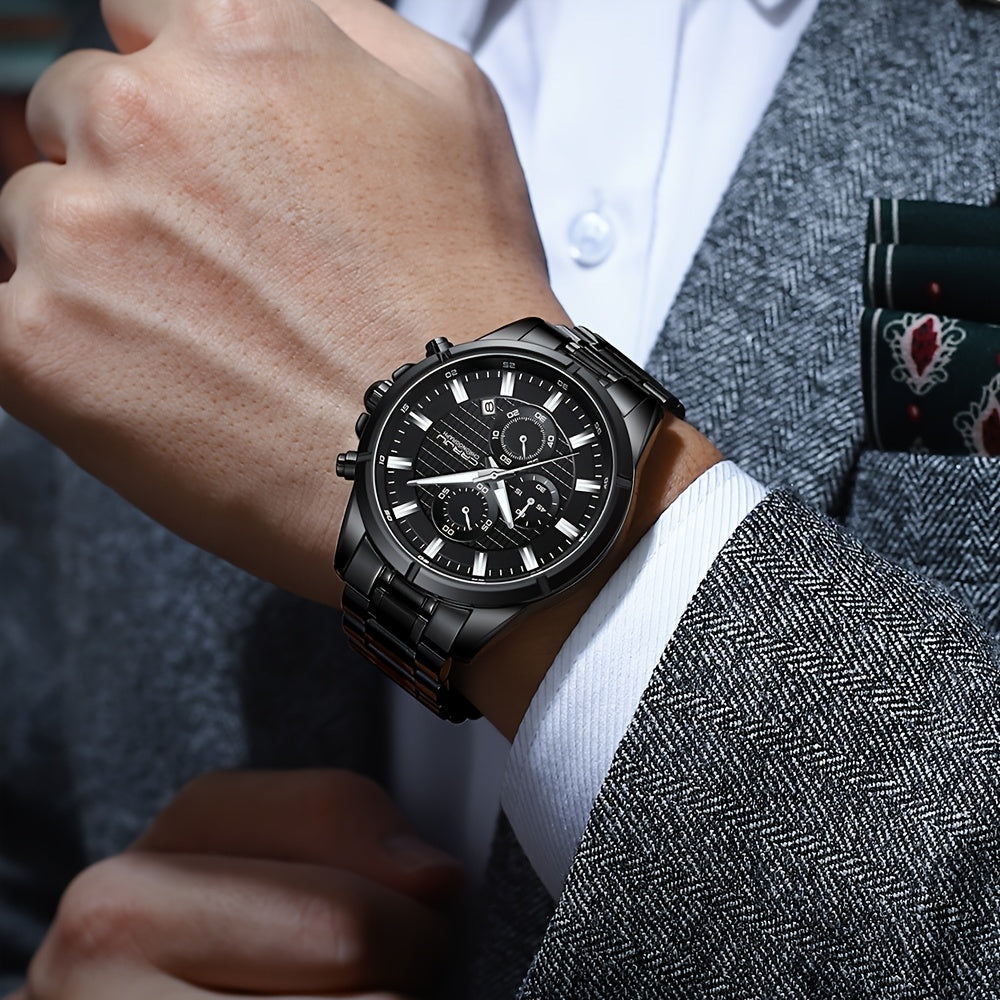 CRRJU Men's Watch Fashion Luxury Multifunctional Stainless Steel Quartz Watch