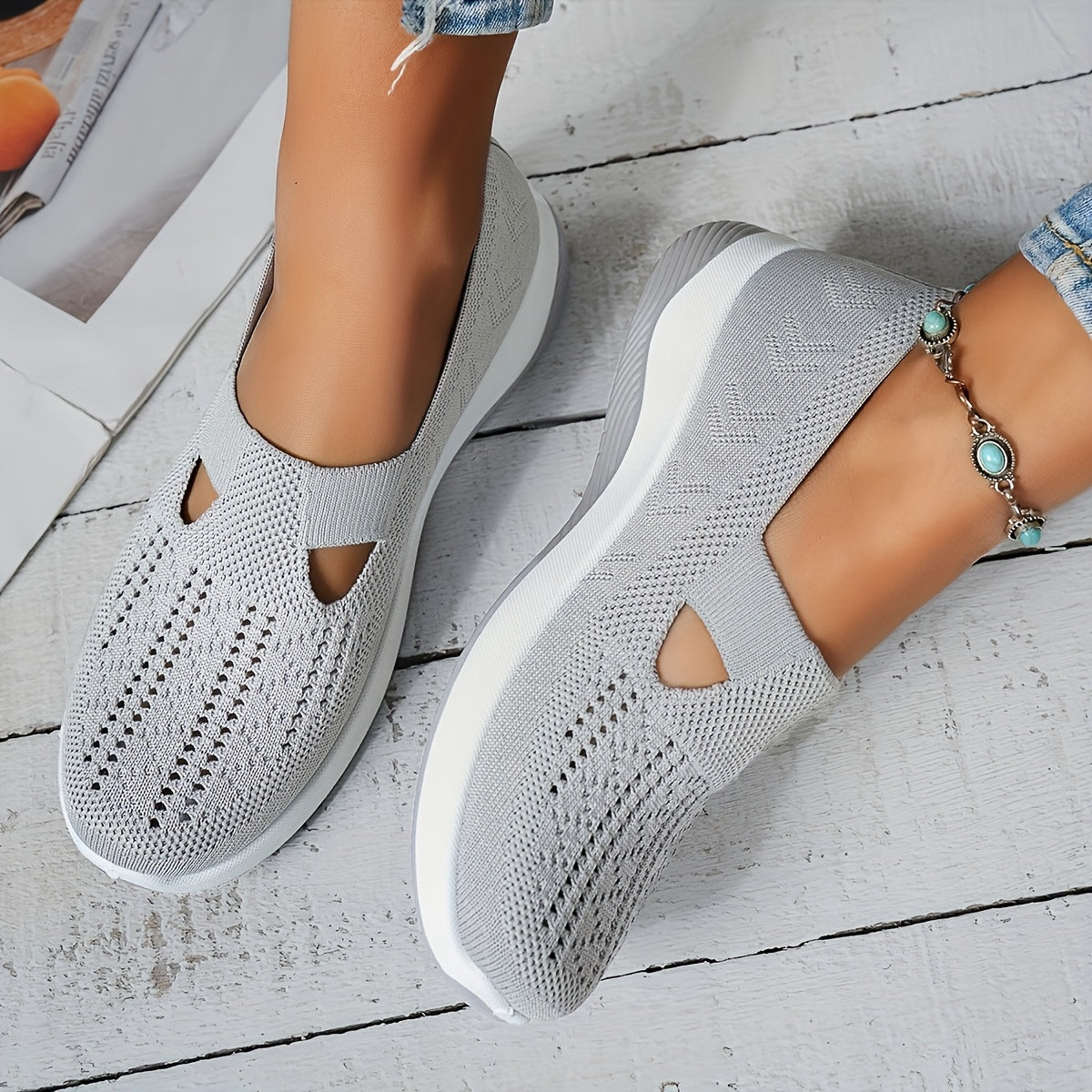 MZMQS Women's Breathable Mesh Slip-On Sneakers - Lightweight & Comfortable Walking Shoes with Rubber Sole and Fabric Insole - Versatile All-Season Footwear in Multiple Colors - Hand Washable, MZMQS