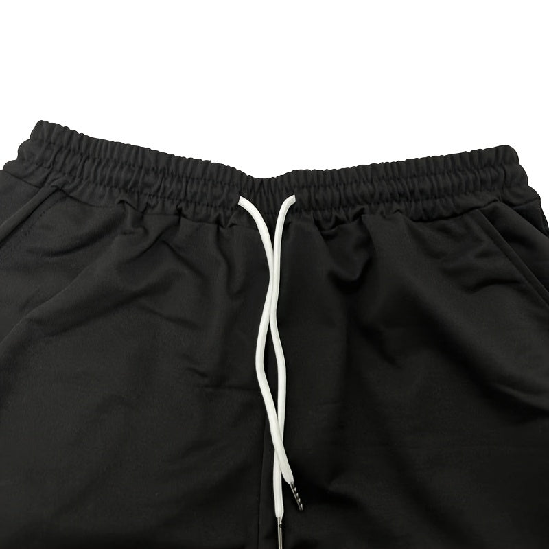 2025 New Casual Men's Set Round Neck Short Sleeve T-Shirt Summer Drawstring Shorts Solid Color Men's Suit
