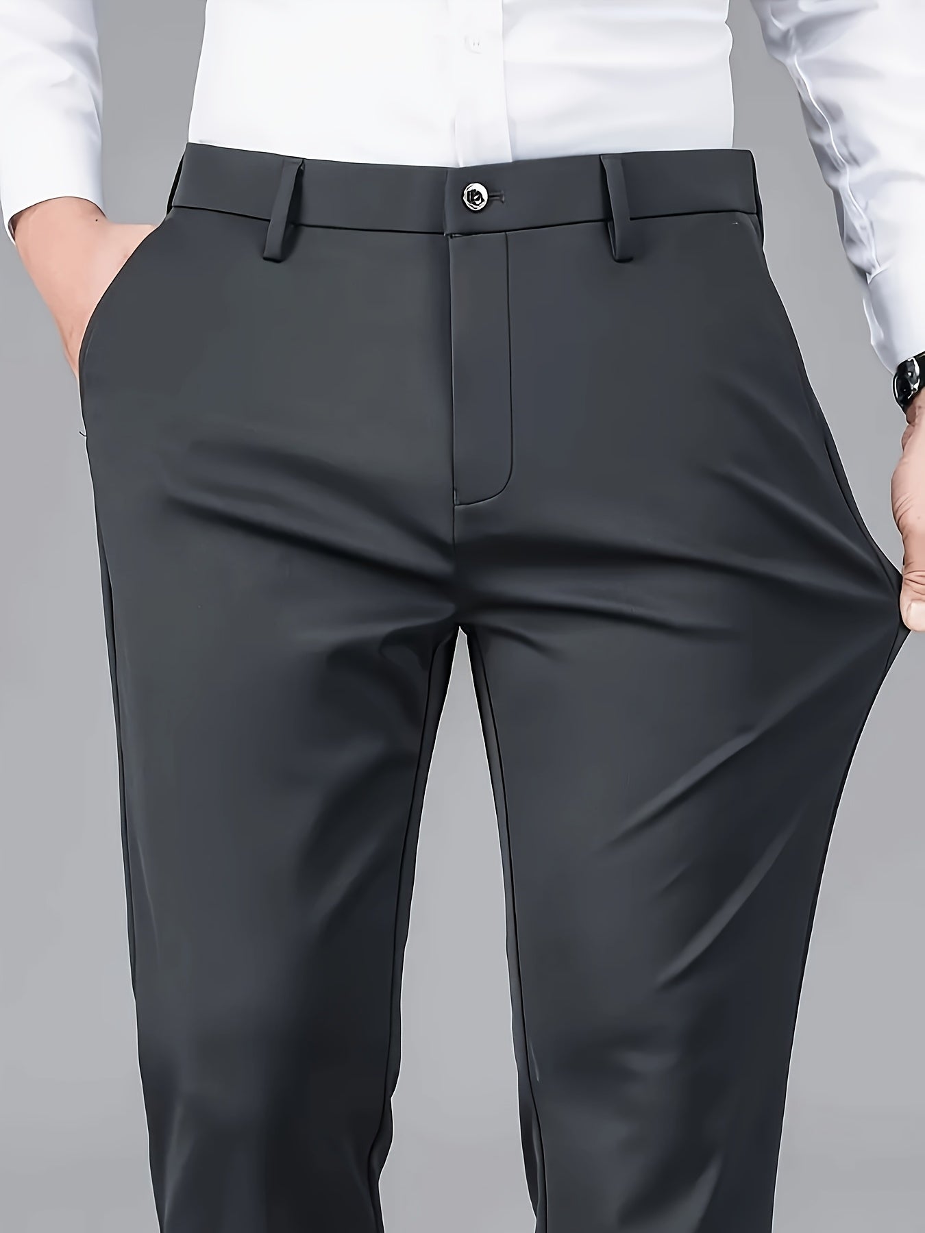 Men's Casual Straight Leg Pants, Chic Business Style Versatile Trousers for Daily Wear