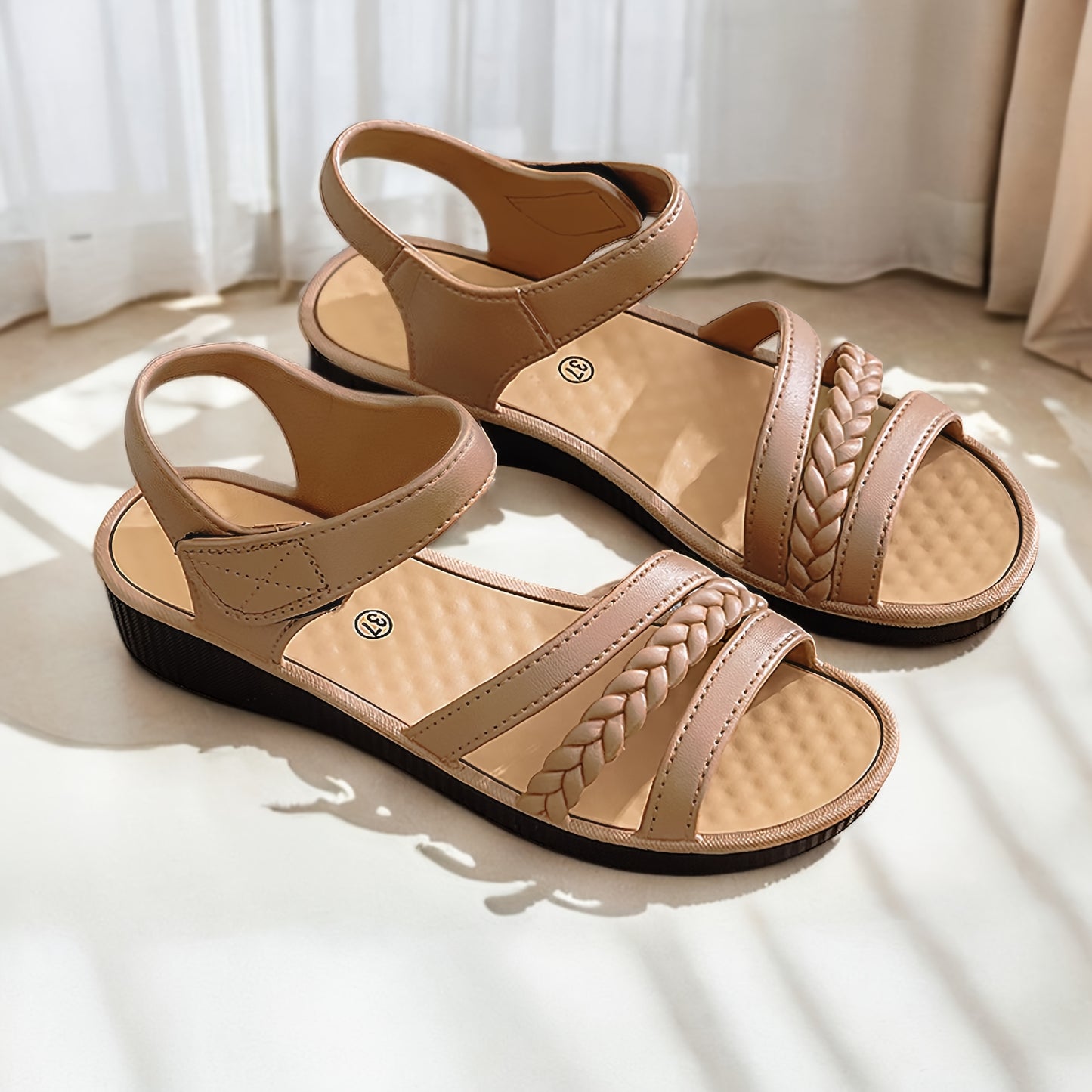 Women's Elegant Roman Sandals - Adjustable Strap Non-Slip Platform Sandals, Cushioned EVA Insole & Arch Support - Low Heel Everyday Shoes for Women, Moms, Beach, Office, Formal Events - Available in White/Black/Brown/ - All-S