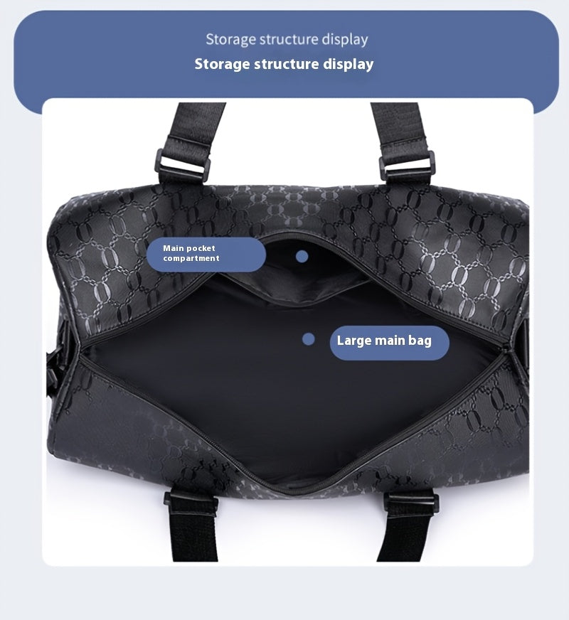 Unisex Hexagon Pattern Gym Duffel Bag - Large Capacity Fitness Travel Bag with Adjustable Shoulder Straps, Durable, Black for Yoga, Overnight Trips & Sports, Travel Luggage | Modern Fitness Bag | Sturdy Handles, Gym Accessori