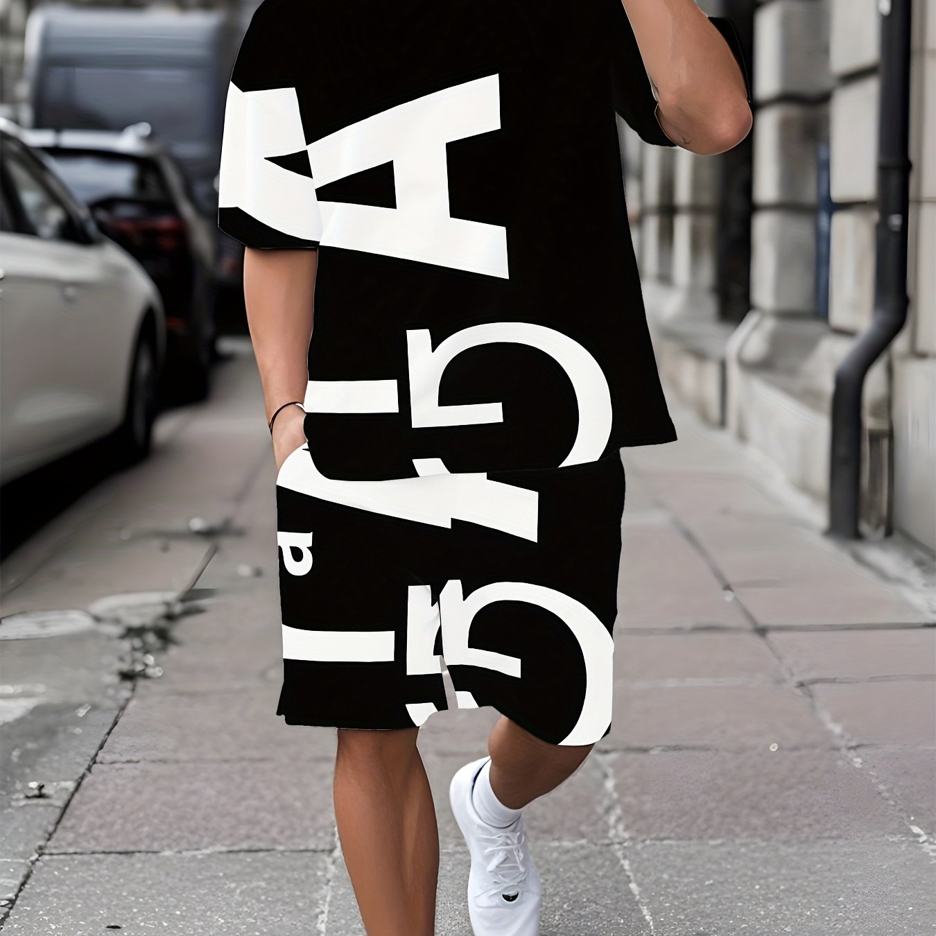 Men's Printed Short Sleeve T-Shirt + Shorts Set Casual Sporty Outfit Breathable Outdoor Leisure Men's Tee and Five-Pocket Pants Summer 3D Print Set Father's Day Gift for Adults