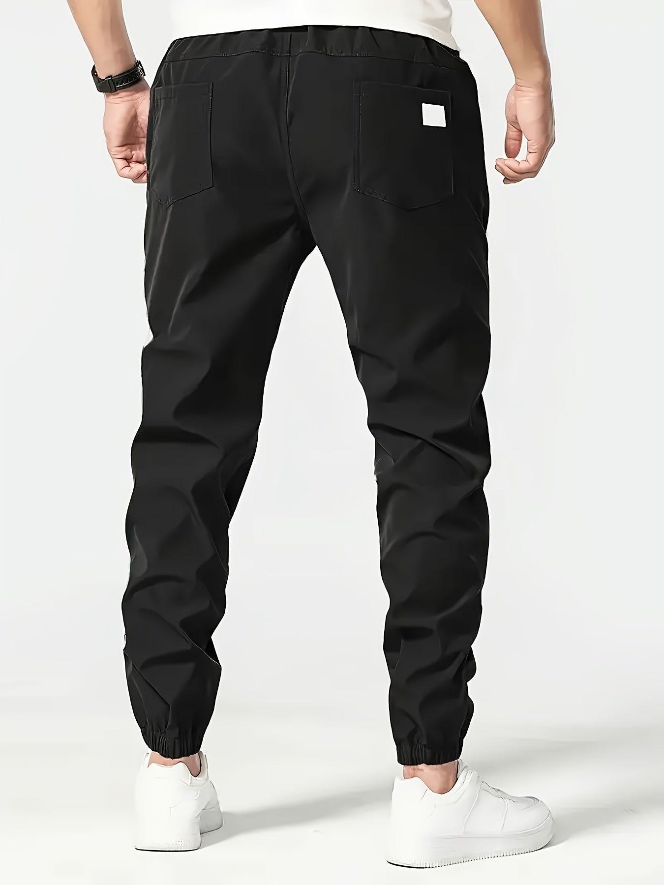 Men's Beige Cargo Pants with Multiple Pockets - Machine Washable, Comfortable Loose Fit, Ideal for Outdoor Activities, Durable Polyester Fabric