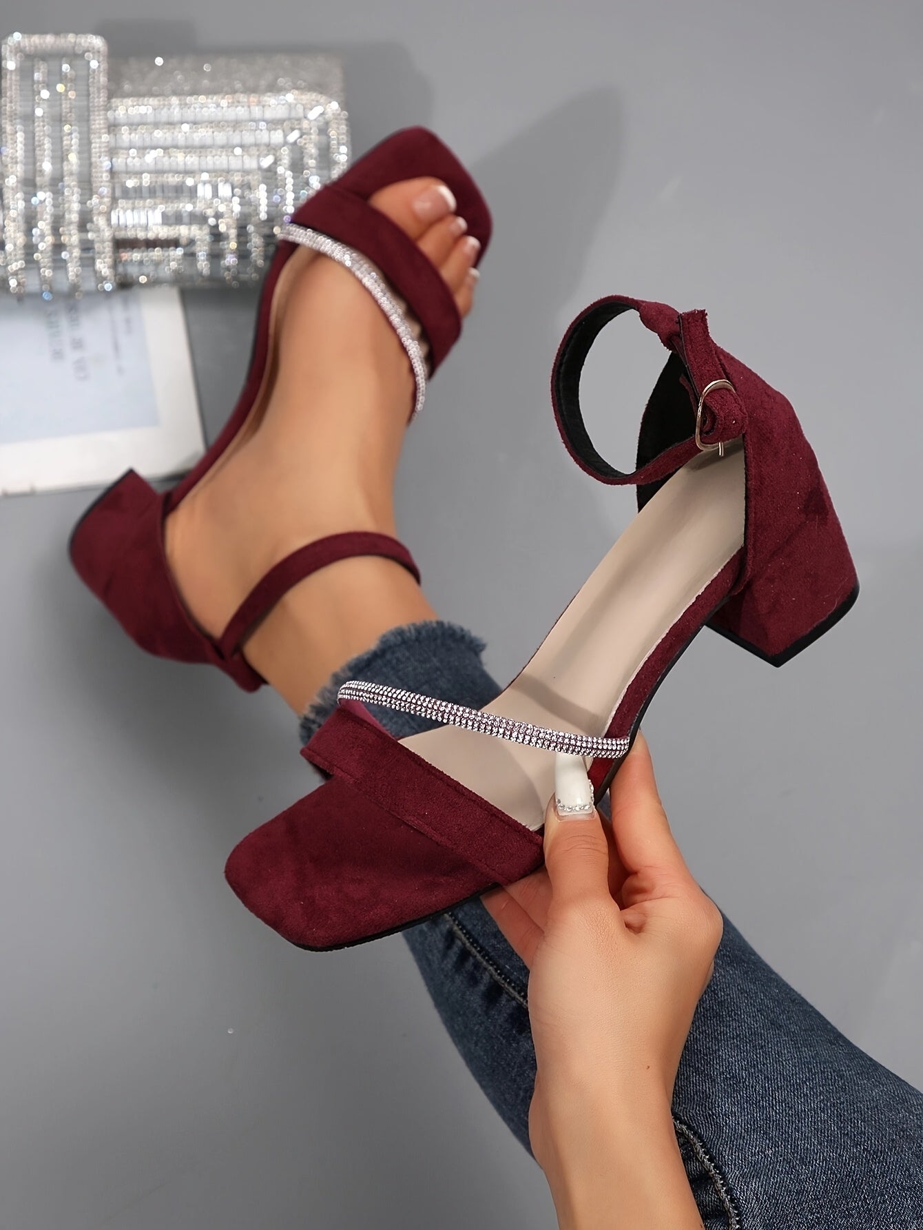 Women'S Fashionable Strappy Block Heel Sandals - Beige, Square Toe, Buckle Closure, All-Season Wear, Synthetic Faux Leather Upper & Insole, Stylish High Heel Sandals|Square Toe Sandals|Buckle Closure Sandals