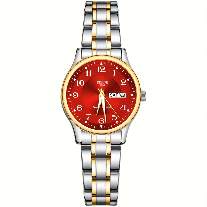 DEBLVE Women'S Ultra-Thin Stainless Steel Quartz Watch - Stylish, Lightweight, IPX7 with Calendar, Luminous Day Display, and Stainless Steel Band - Perfect for Casual Wear, DEBLVE