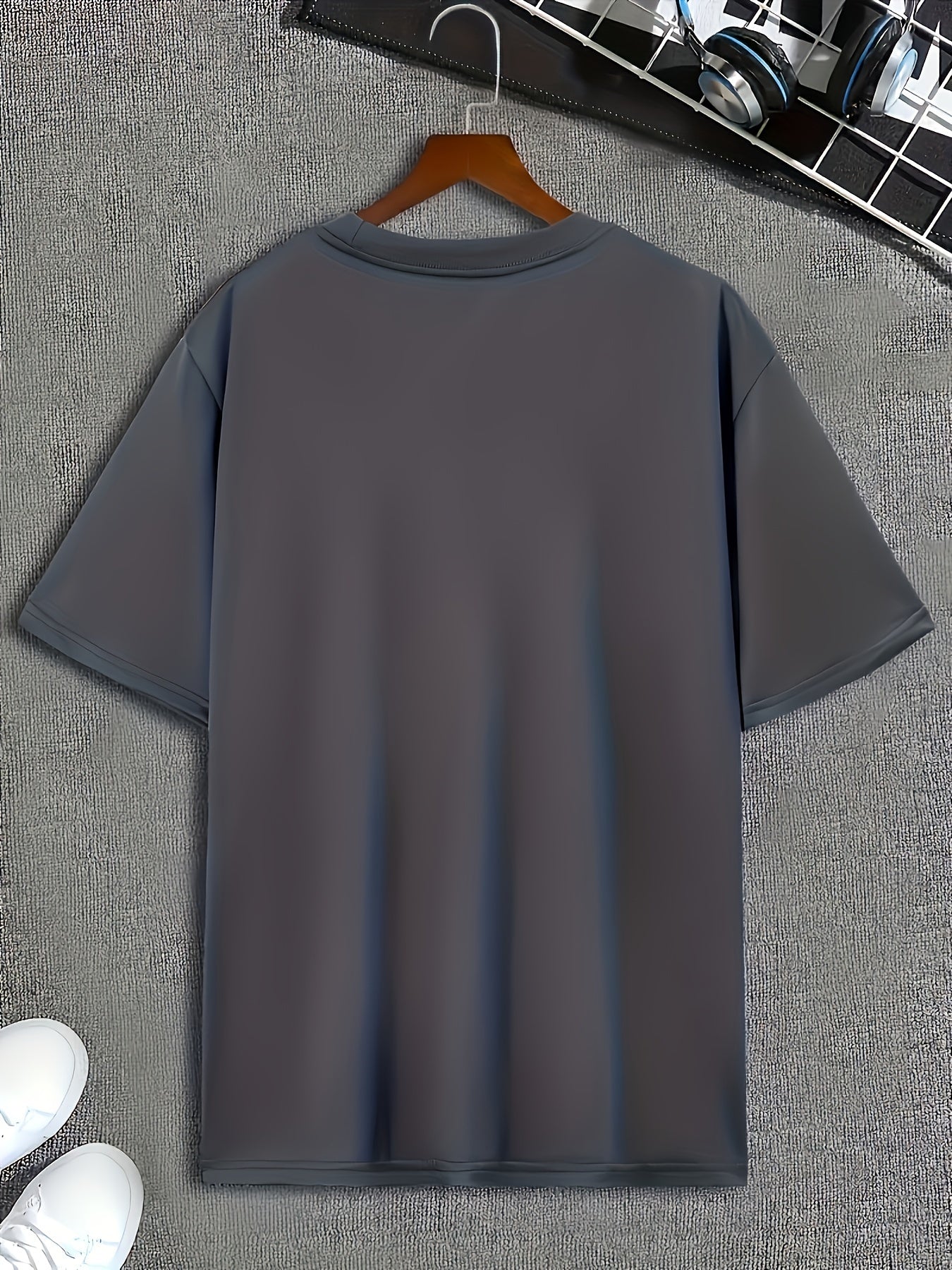 New Summer Round Collared Short Cuff T Dress for Men's Wear with Free Print