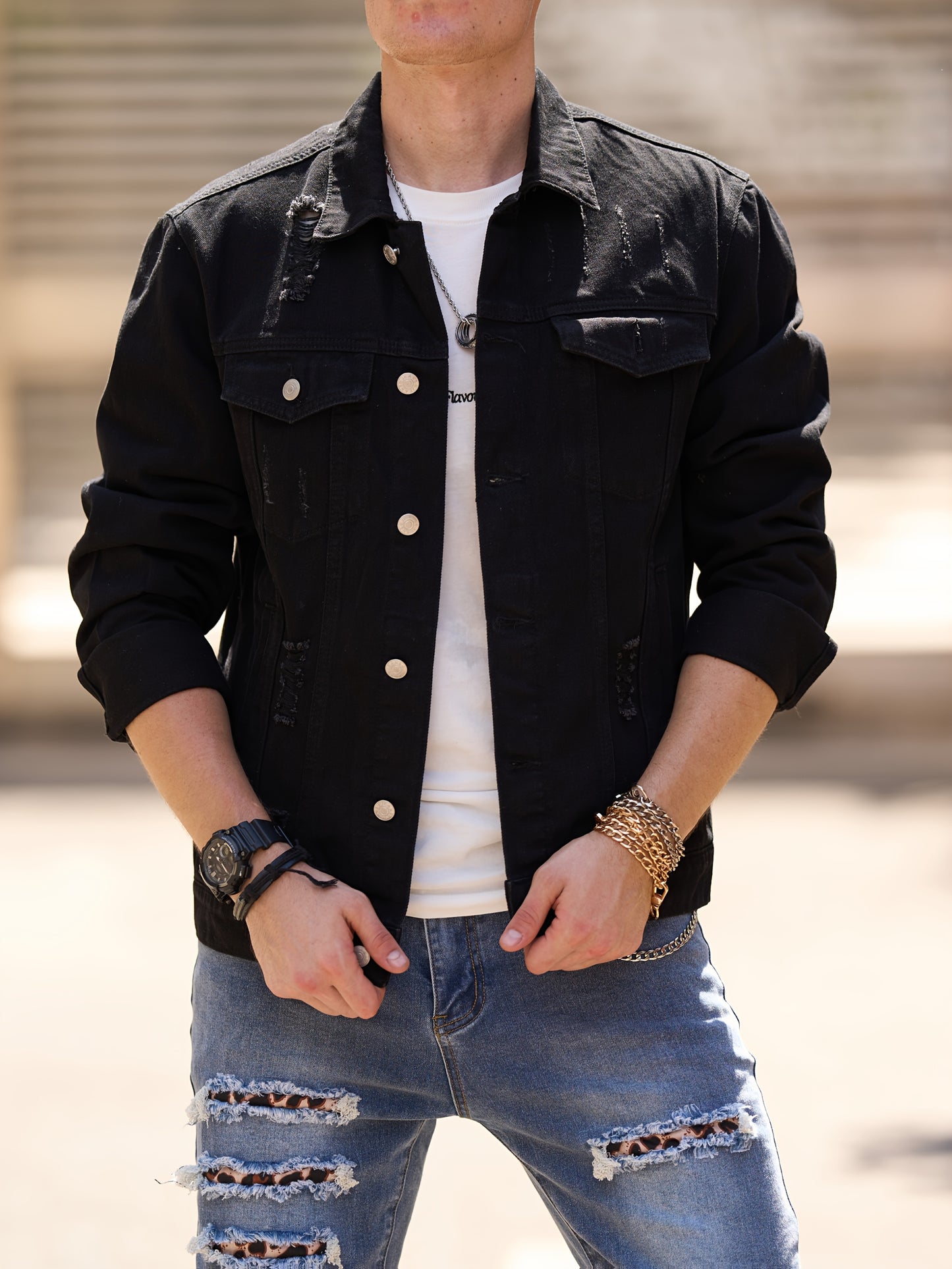 Men'S Basic Denim Jacket, Cotton Blend, Lapel Collar, Non-Stretch, Solid Color, Regular Sleeve, Long Sleeve, Skinny Fit, Woven, with Pockets, Single Breasted Placket for Casual Outerwear