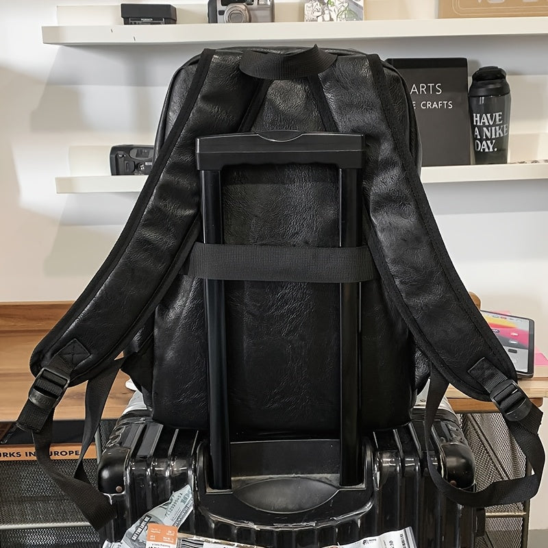 Men'S Casual Backpack, Simple Business Commuting Large Capacity Laptop Bag, Functional Outdoor Step Double Shoulder Bag, Travel Backpack.