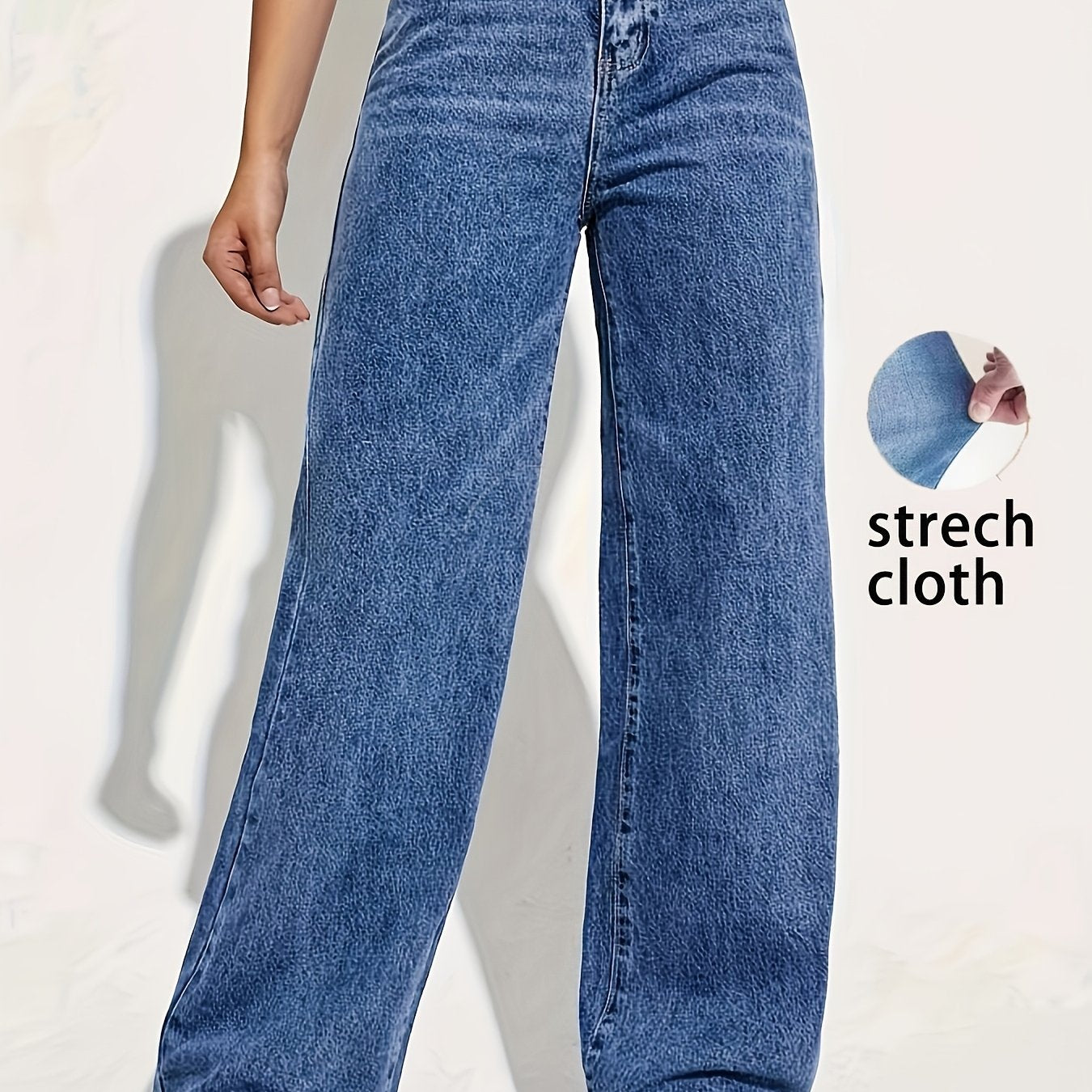 CPUY Women's Fashion Stretch Denim Jeans - Casual Straight-Leg, Mid-Rise, Comfort Fit with Slant Pockets, Versatile for All Seasons, Casual Denim Wear | Timeless Style | Smooth Texture