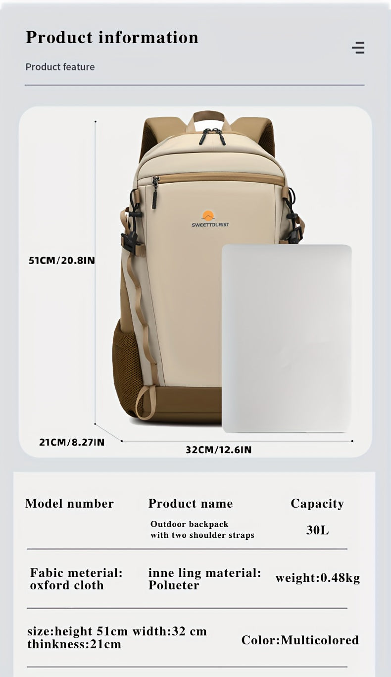 SWEET TOURIST Men'S Lightweight Hiking Backpack - Durable Oxford Fabric, Large Capacity, Adjustable Straps, Multiple Compartments for Outdoor Travel, Sports & Casual Use, Hiking Gear, Sturdy Construction