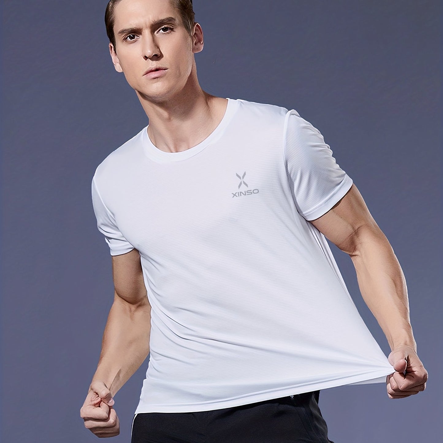 Men's Ultra-Thin T-Shirt with Round Neck, Lightweight and Breathable Performance Running Top for Gym Workouts