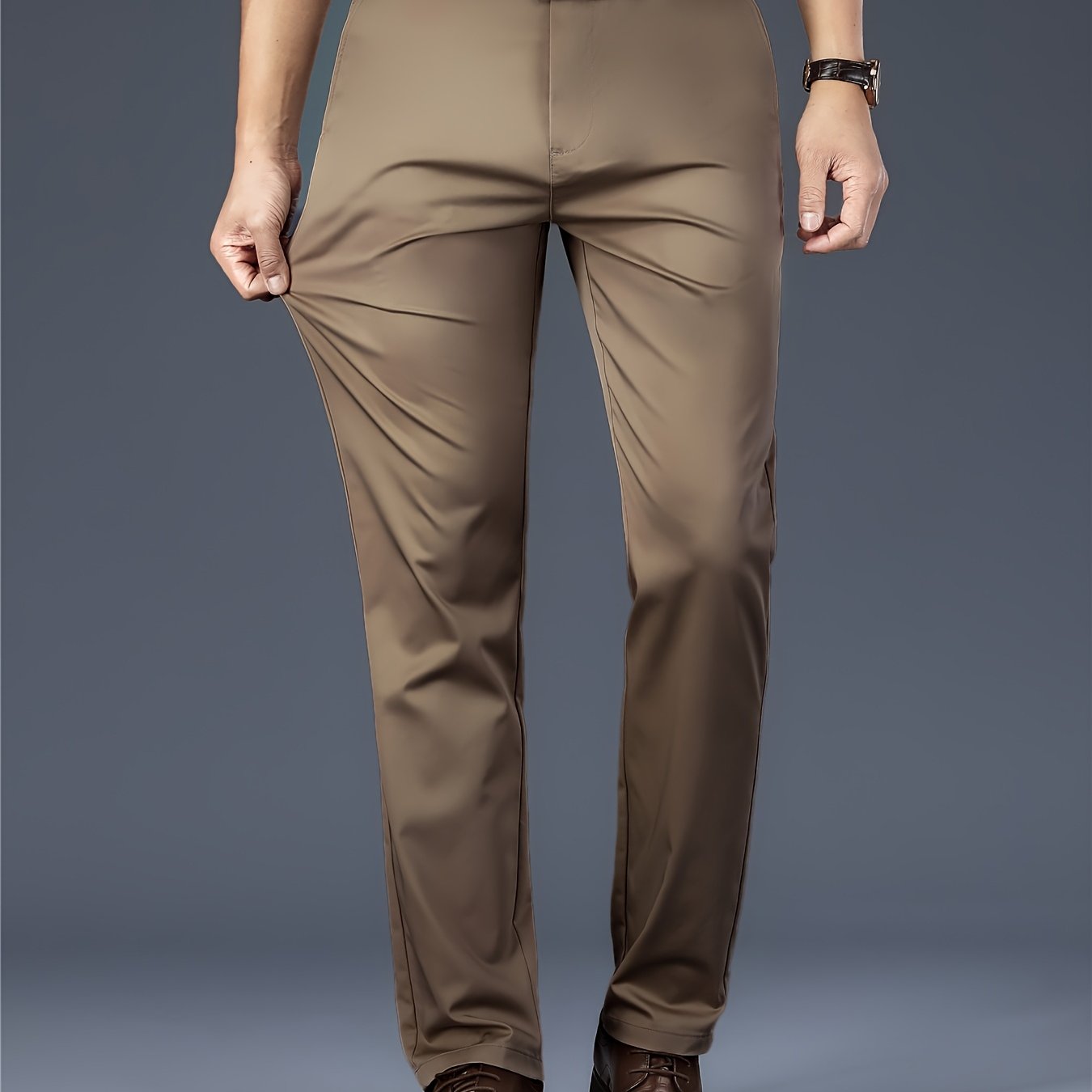 Four Seasons Men's New Casual Formal Pants Business Style Trendy Casual Long Pants Fashionable Versatile Men's Elastic Western Pants Comfortable Classic Design Casual Wear