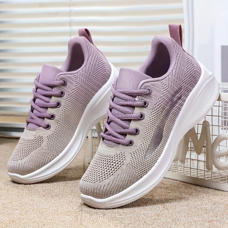 Breathable Mesh Casual Sneakers for Women - Lightweight Low-Top Lace-Up Shoes with Flexible PVC Sole, Neutral Beige, Perfect for Everyday Spring Wear, Breathable Athletics | Mesh Sneakers | Comfortable Fit