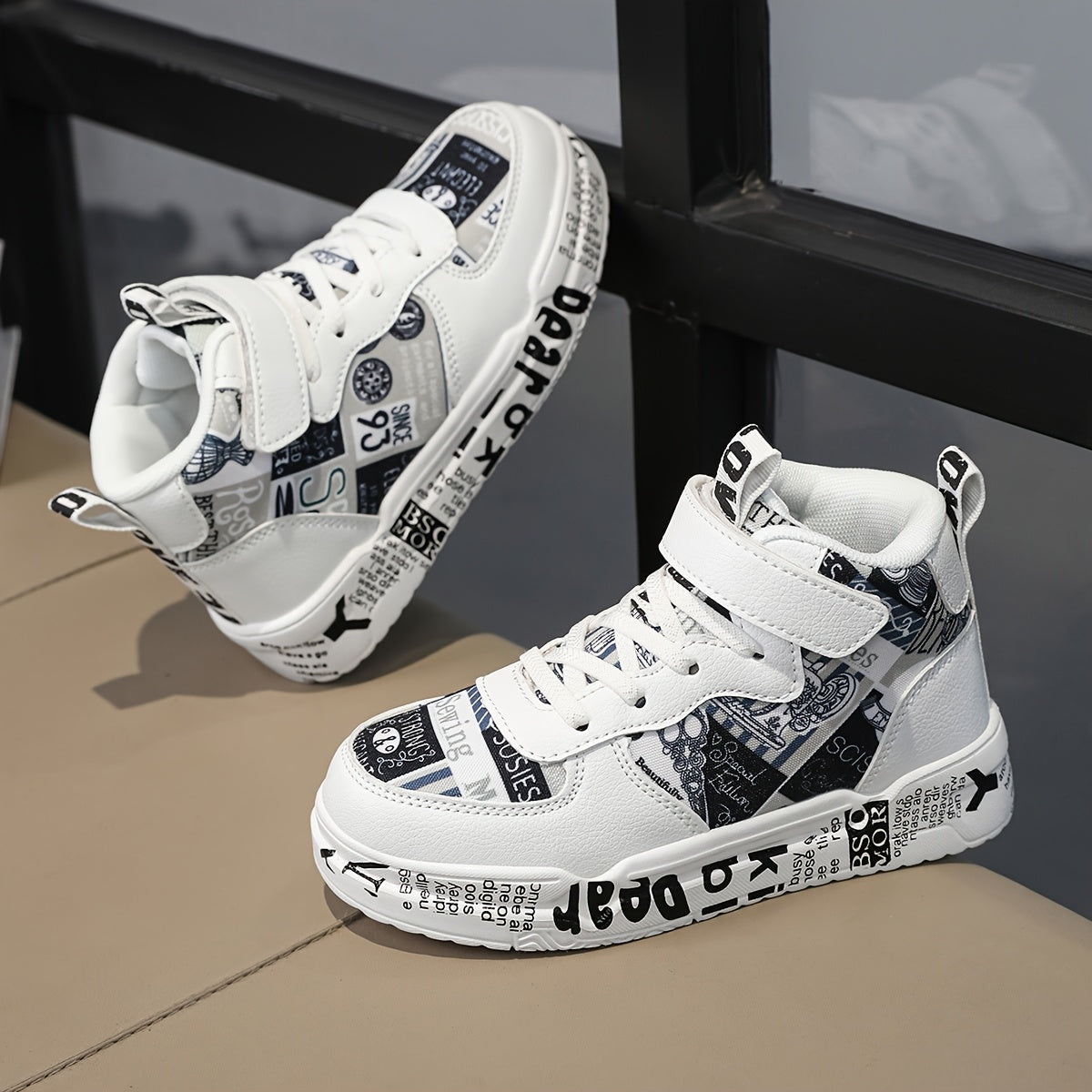 ' New Soft-Soled Sneakers - Random Letter Decor, Comfortable Outdoor Anti-Slip Skate Shoes, All-Season Trendy Unisex Casual Shoes for and