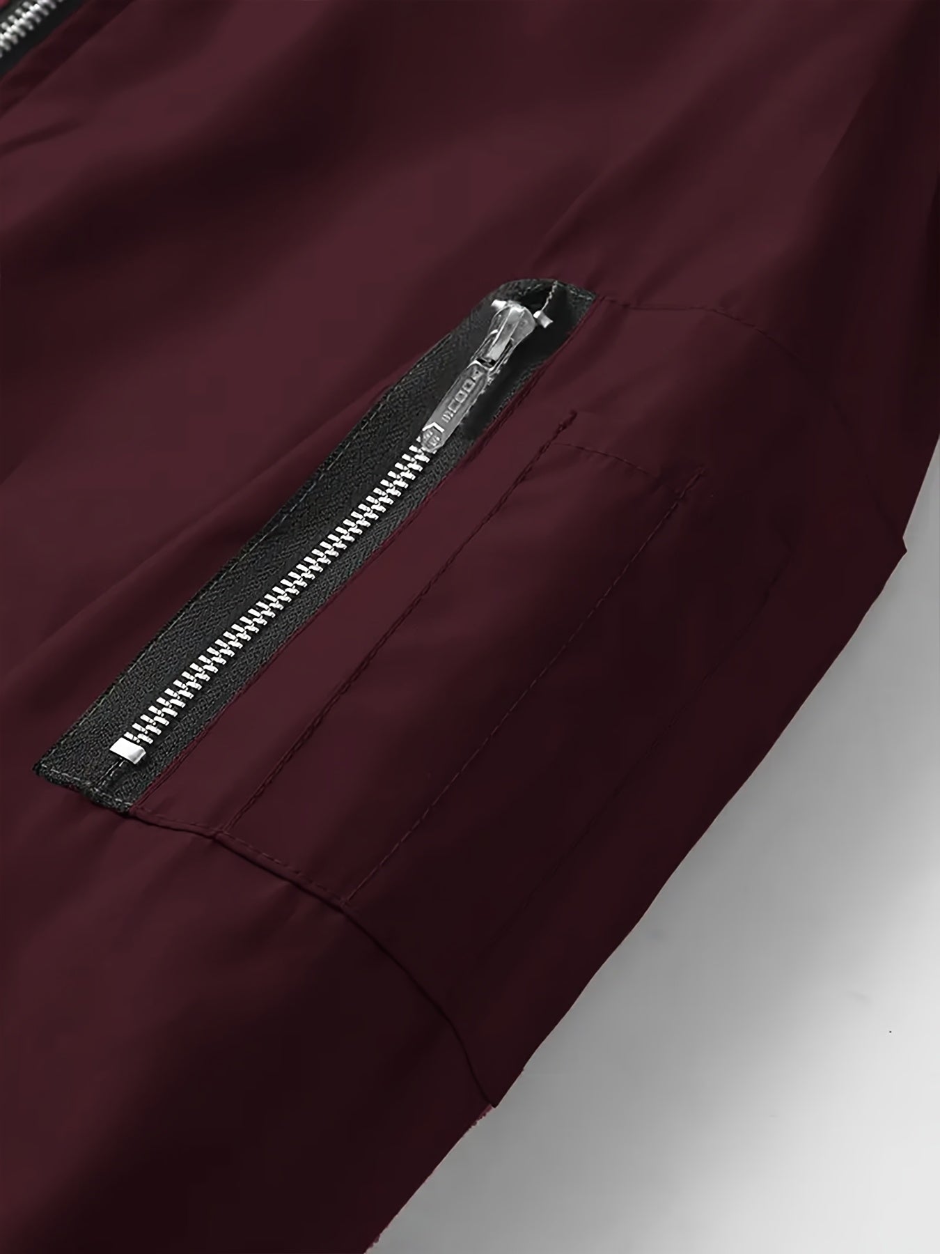 Men'S Casual Bomber Jacket - Maroon Zip-Up Baseball Coat with Black Trim, Long Sleeves, and Front Pockets for Casual Attire, Casual Outerwear | Stylish Casual Jacket | Polyester Lining