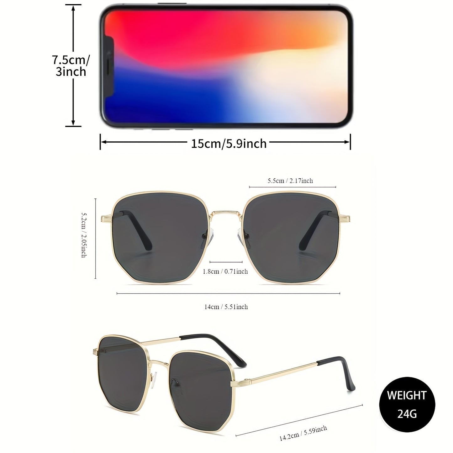 Classic Style Retro Design Fashion Glasses Geometric Metal Frame Suitable for Men and Women Decorative Glasses for men and women, casual business, party street photography, fashionable clothing accessories, ideal choice for g