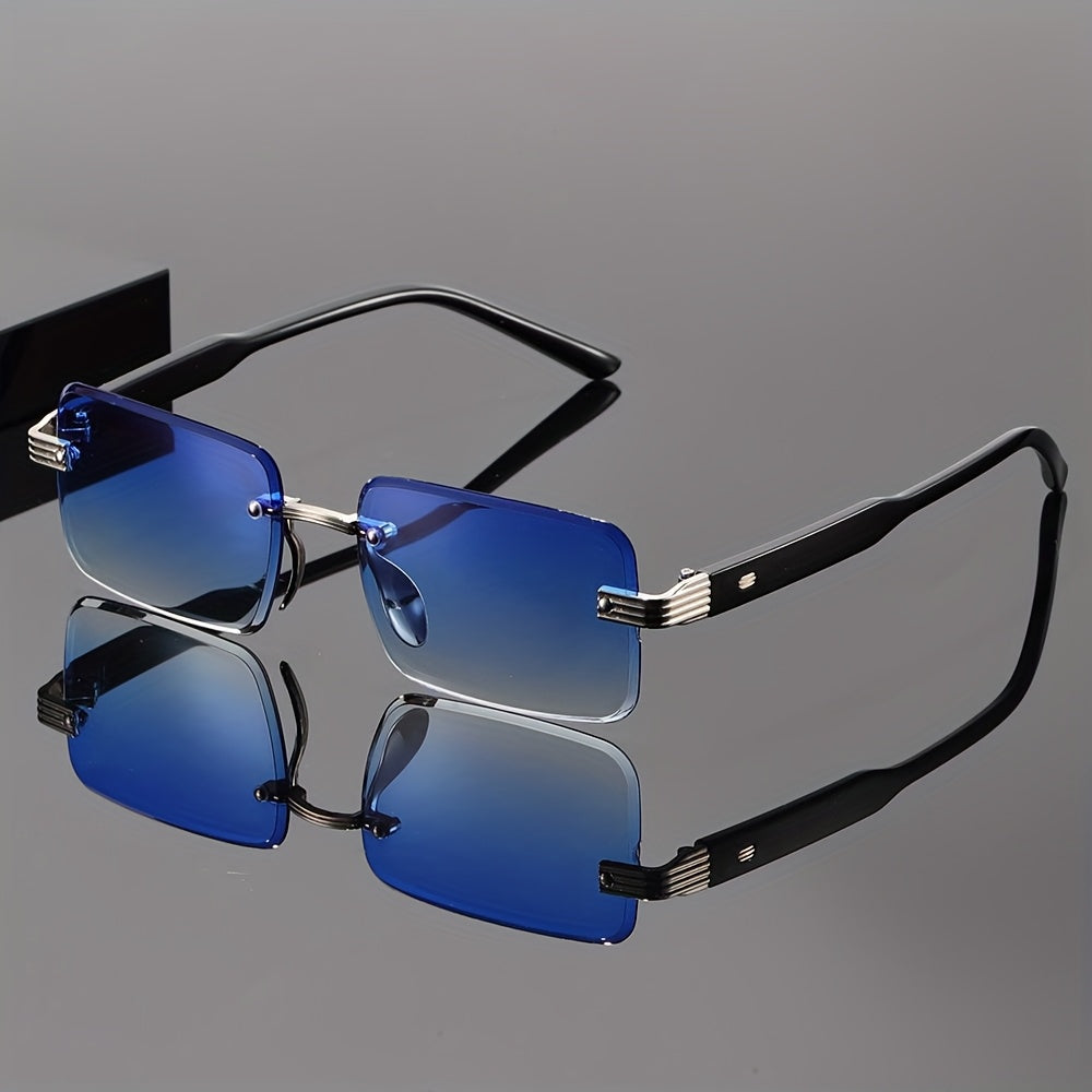 Unisex Business Square Fashion Glasses for Men & Women - High-Quality PC Frame with Gradient Purple Lenses, Sleek Black Design, Durable & Stylish for Casual or Professional Wear, Stylish Eyewear, Sophisticated Eyewear, Durabl