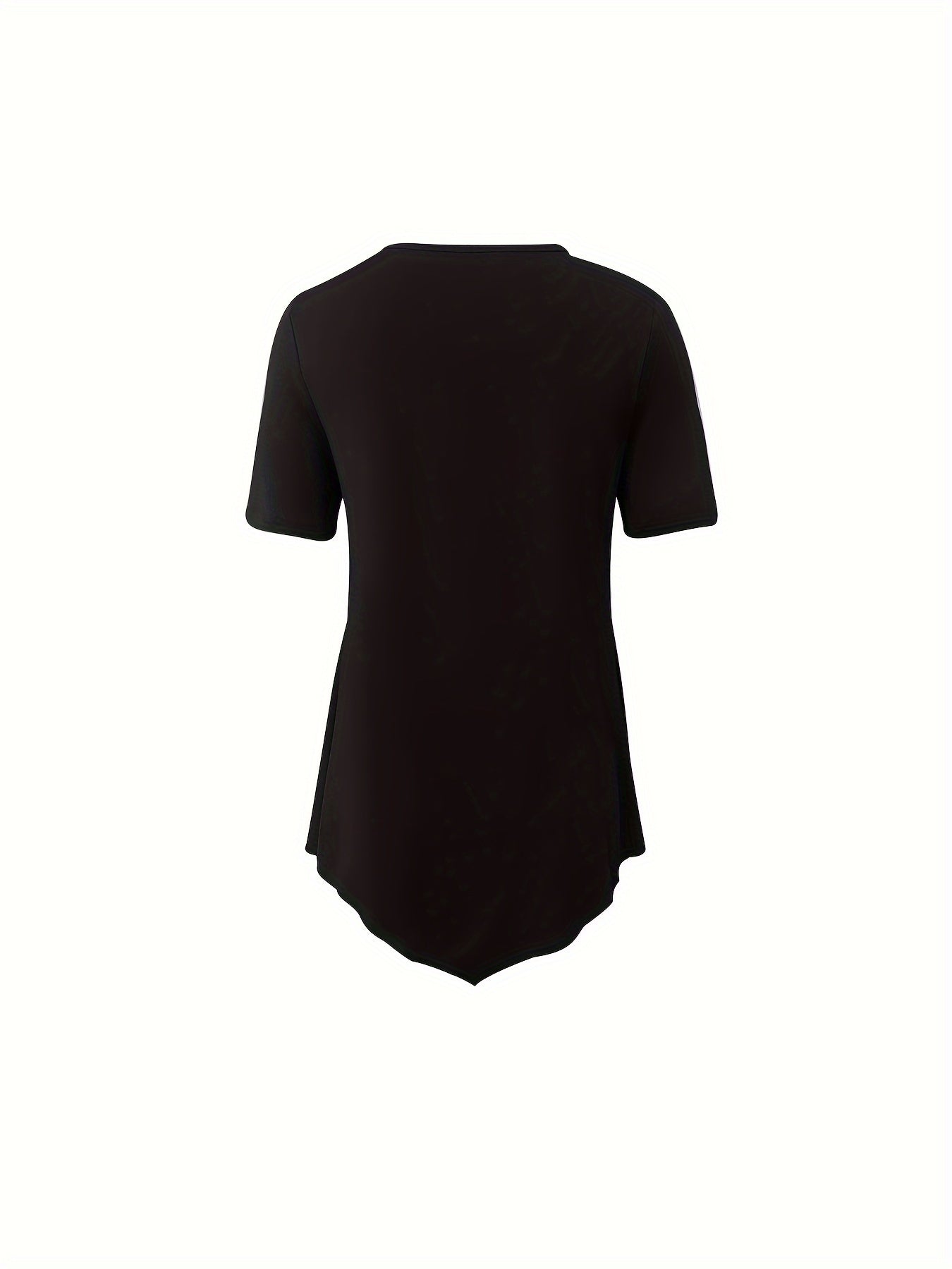 Asymmetrical Hem Crew Neck T-shirt, Short Sleeve Casual Top For Summer & Spring, Women's Clothing