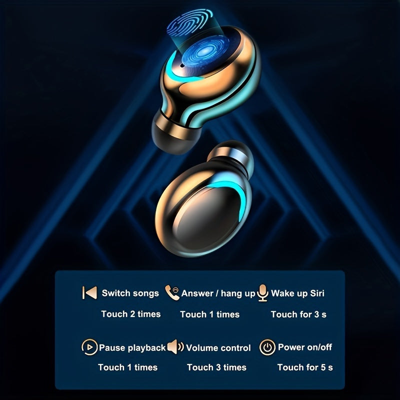 Ականջի մեջ տեղադրվող TWS անլար ականջակալներ 9D HiFi ստերեո ձայնով, HD միկրոֆոն, ձայնային զանգ, հպման կառավարման համակարգ, LED էկրանի լիցքավորման պատյան, 800mAh USB լիցքավորվող լիթիումային մարտկոց խաղերի համար - ներառված է չխճճվող մալուխ