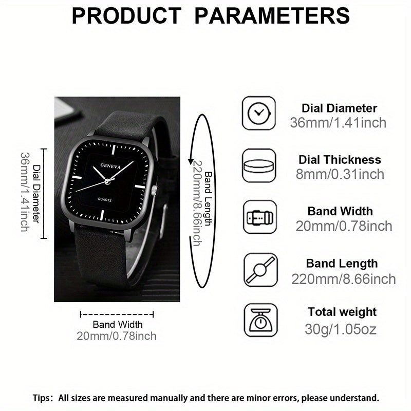 3pcs Men's Watch Set Fashionable Men's Watch and Glasses Wallet Set