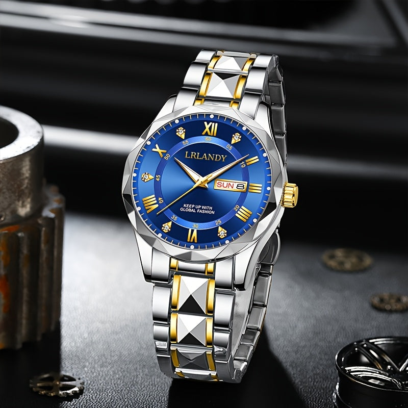 Handsome Personality 1pc Men's Quartz Watch Set - with Calendar Function, Round Dial, Fashion trend, The First Choice for Men's Gifts