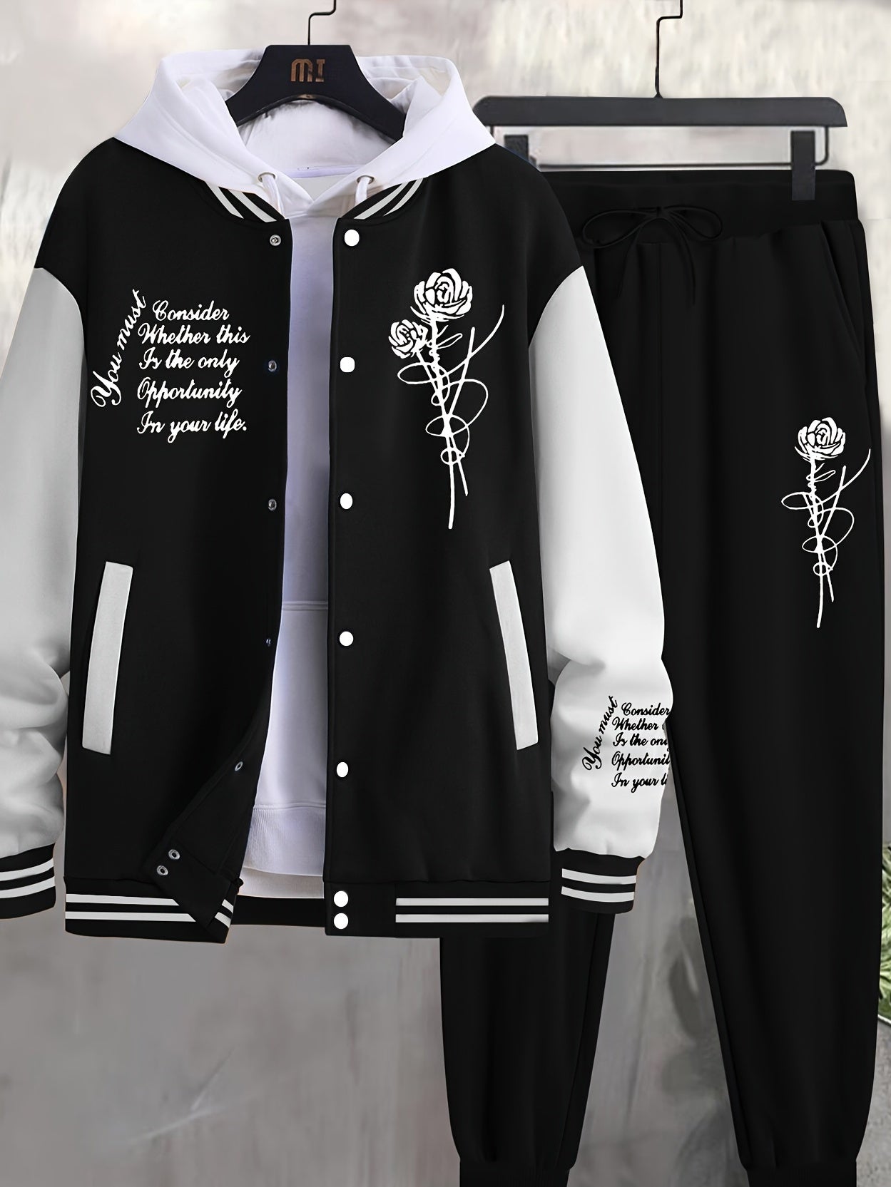 Men's Casual Sports Jacket Rose Baseball Suit - Xingfan OBM
