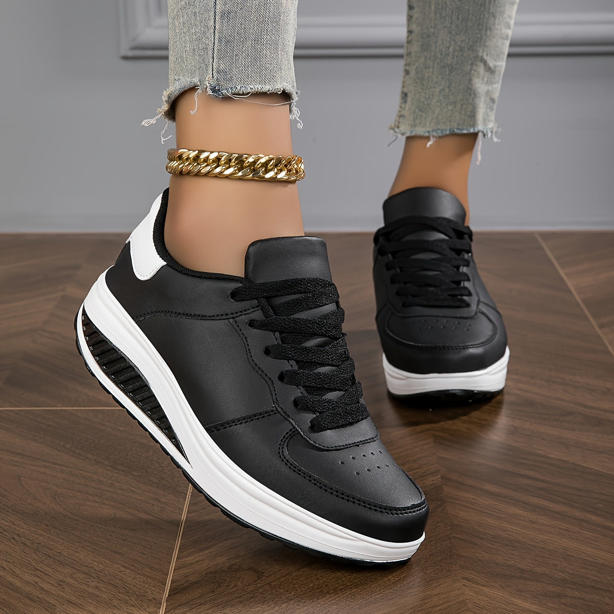Women's Fashion Sneakers - Low-Top Lace-Up Casual Shoes with Synthetic Cover Upper, Breathable Fabric Lining & MD Cushioned Sole for All-Day Comfort - All-Season Versatile Wear, Everyday Comfort Footwear, Sleek Shoe Design, S