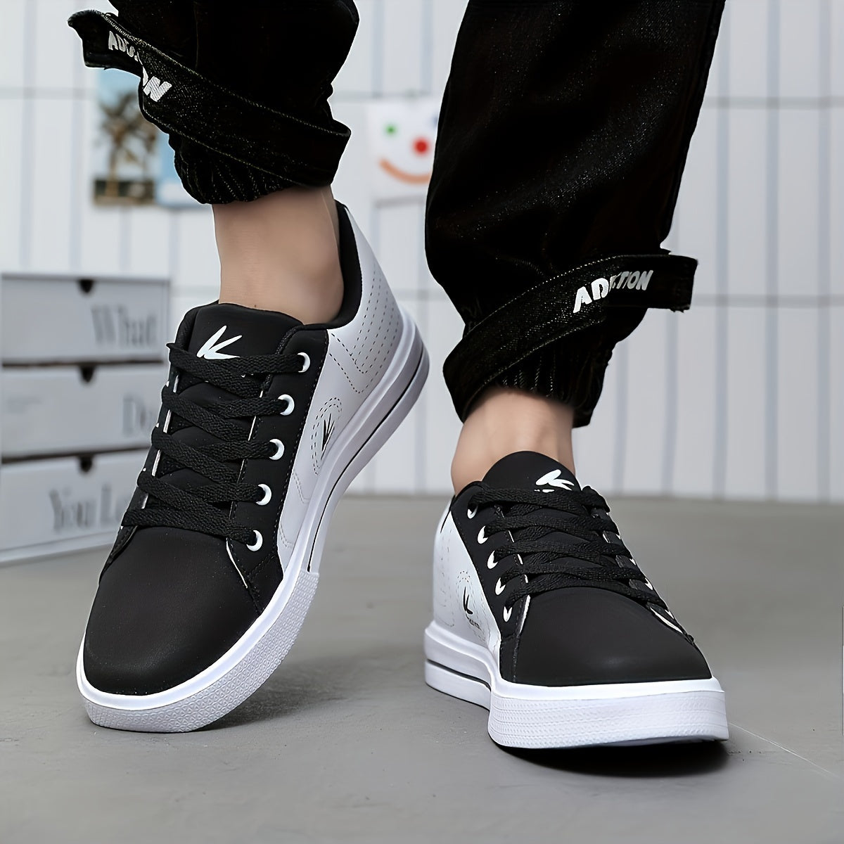 Athletic Chic | Men's Fashion Sneakers YY-9003, Casual Sports Low Top Lace-Up Shoes with Striped Microfiber Synthetic Upper, Fabric Inner & EVA Sole for Outdoor Running